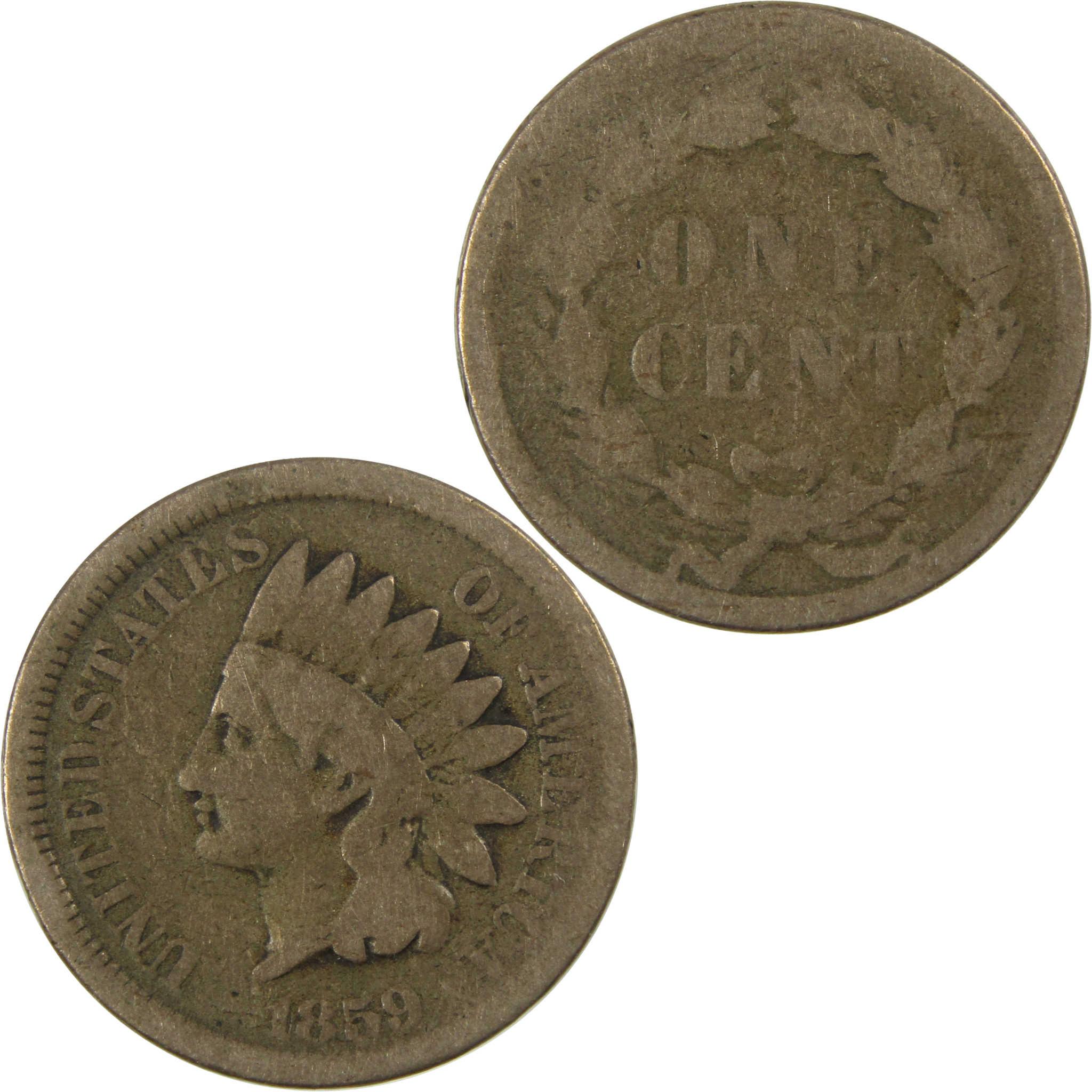 1859 Indian Head Cent AG About Good Penny 1c Coin SKU:I26965