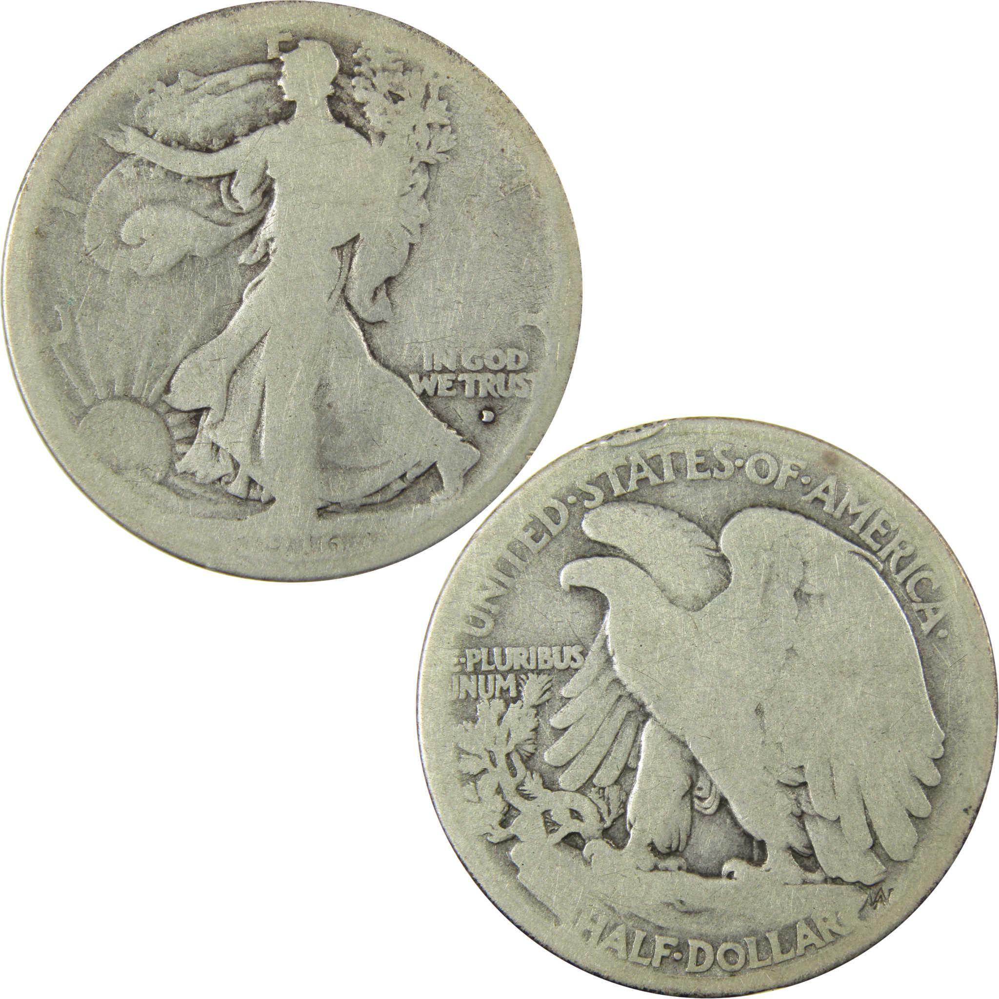1916 D Liberty Walking Silver Half Dollar G Good Details SKU:CP1439