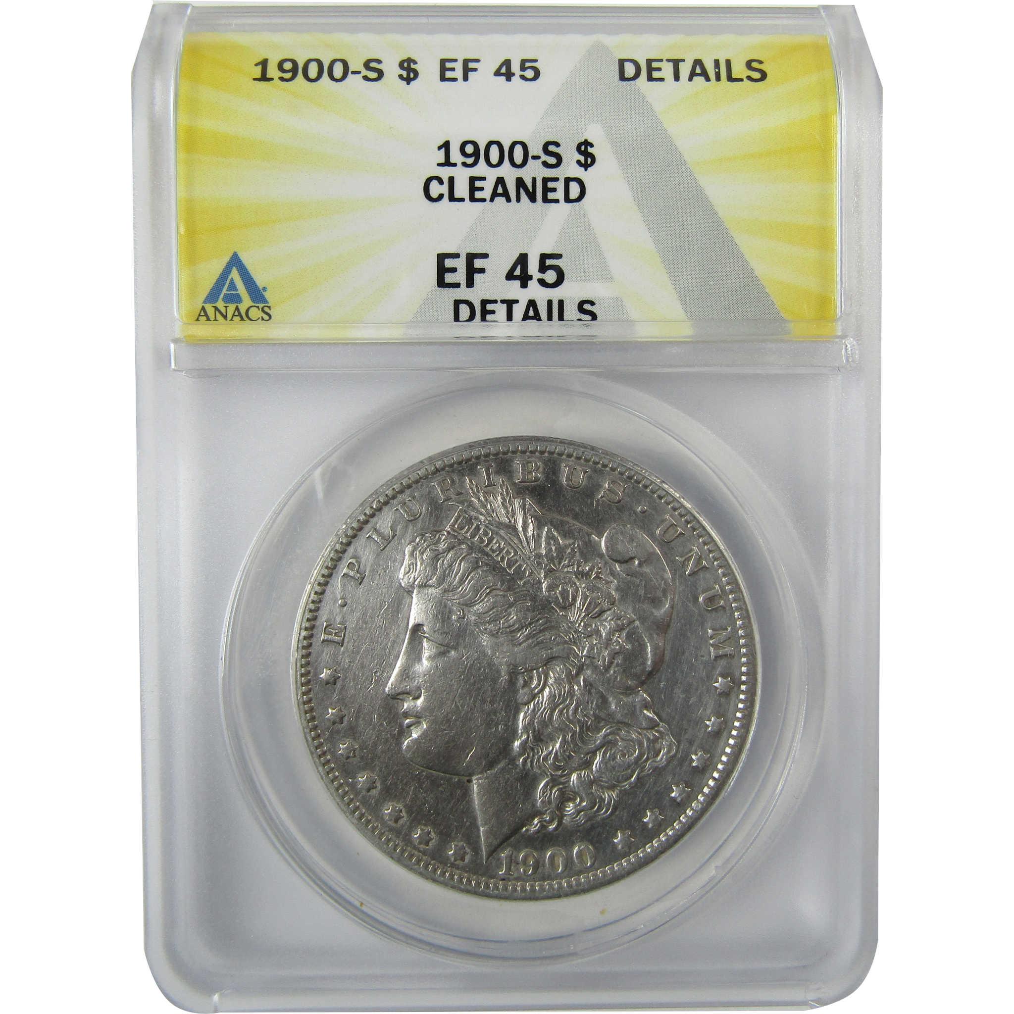 1900 S Morgan Silver Dollar EF 45 Details ANACS $1 CoinSKU:CP855 - Morgan coin - Morgan silver dollar - Morgan silver dollar for sale - Profile Coins & Collectibles