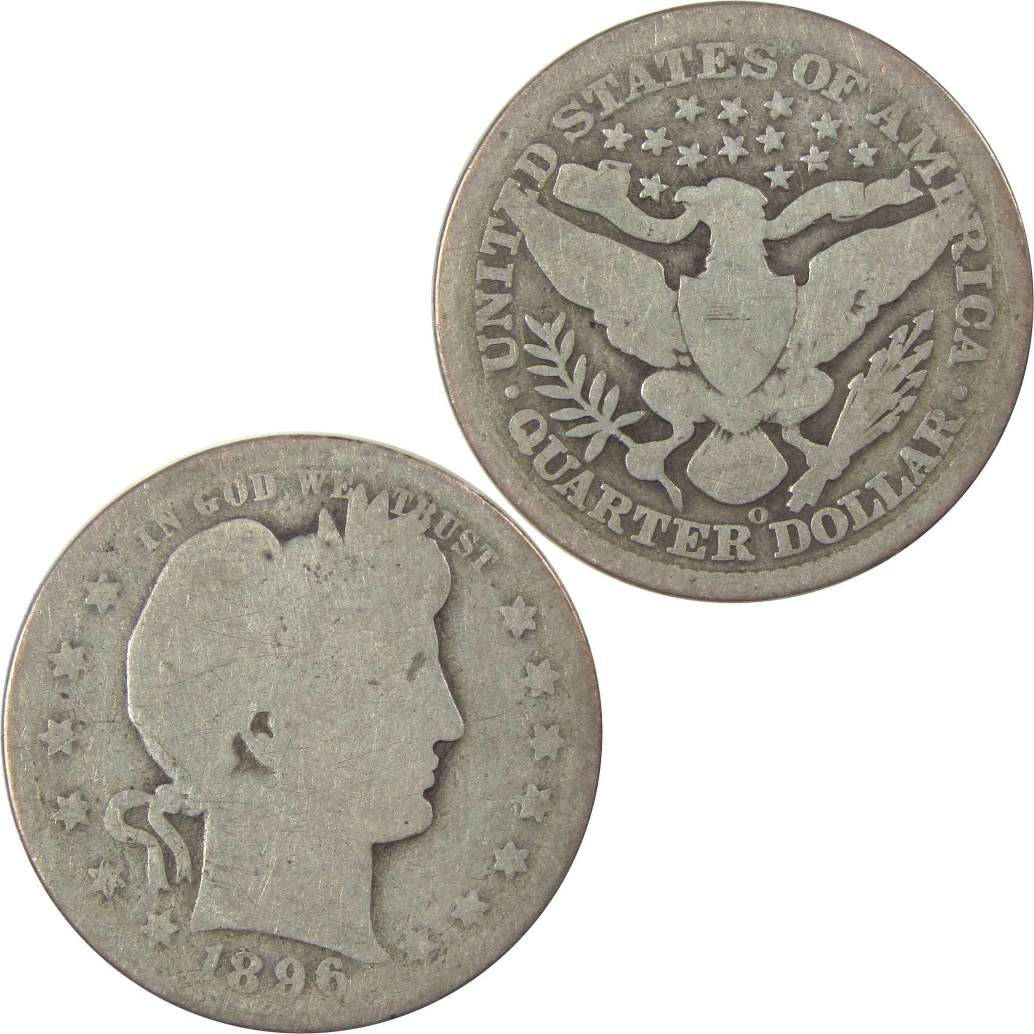 1896 O Barber Quarter AG About Good Silver 25c Coin SKU:I21880