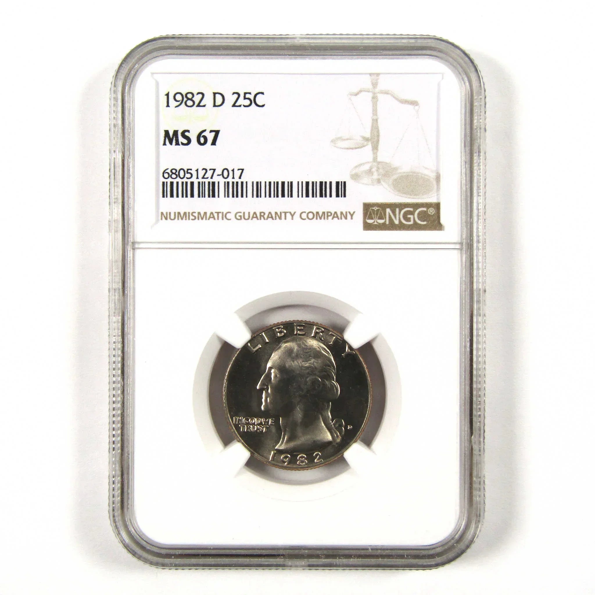 1982 D Washington Quarter MS 67 NGC Clad 25c Uncirculated SKU:I9551