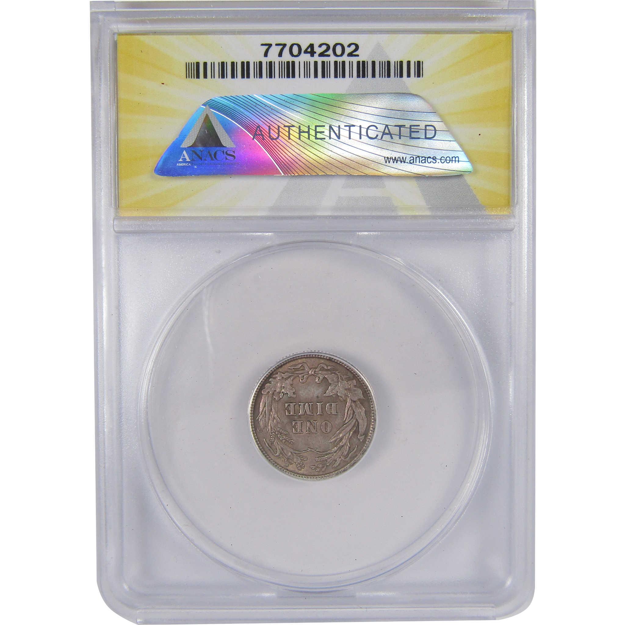 1914 Barber Dime AU 58 ANACS Silver 10c Coin SKU:I17878