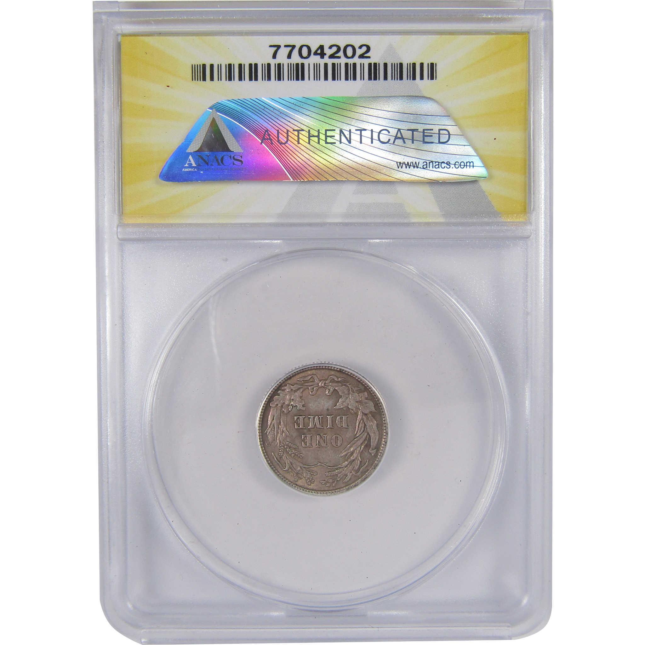 1914 Barber Dime AU 58 ANACS Silver 10c Coin SKU:I17878