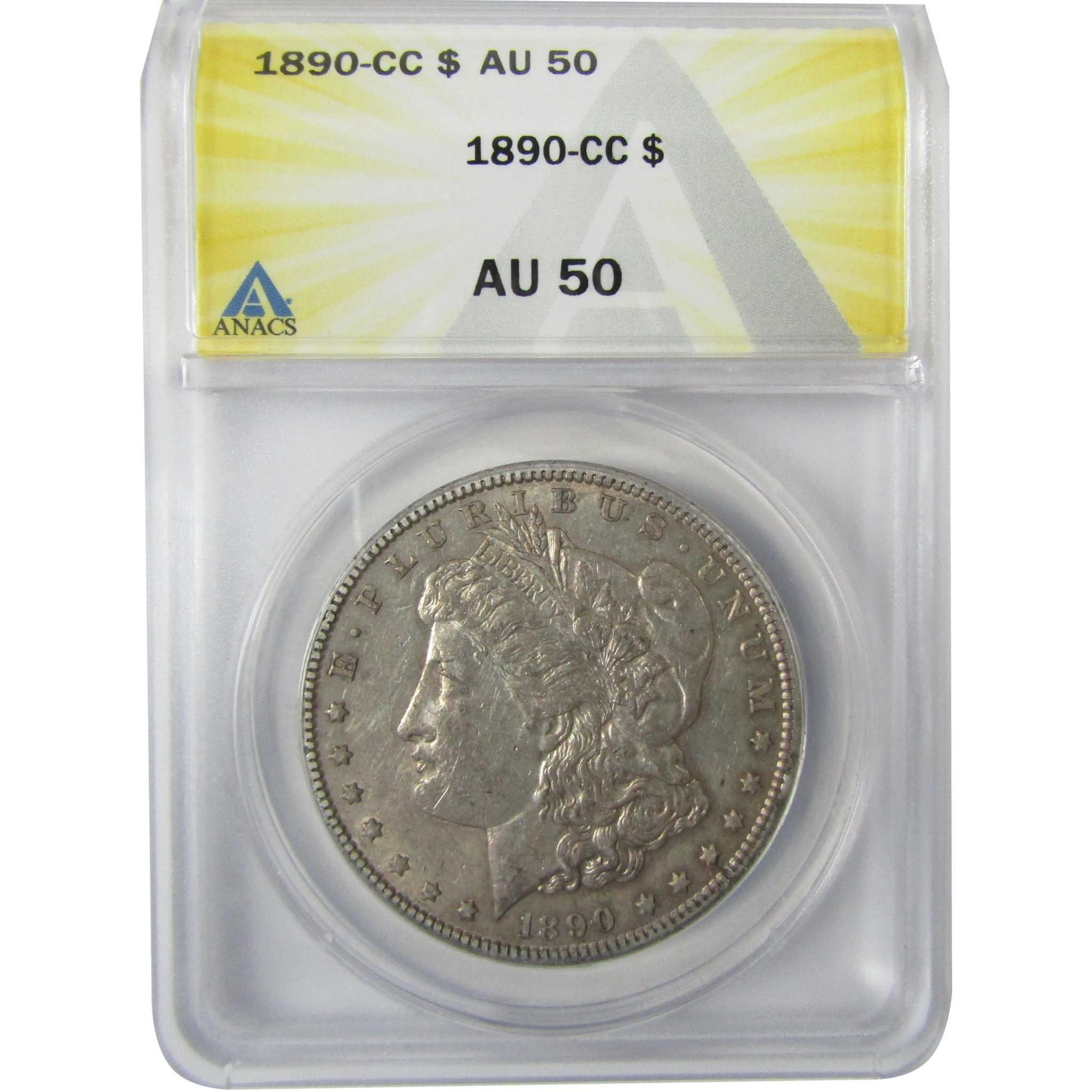 1890 CC Morgan Silver Dollar AU 50 ANACS $1 Coin SKU:I27951 - Morgan coin - Morgan silver dollar - Morgan silver dollar for sale - Profile Coins & Collectibles