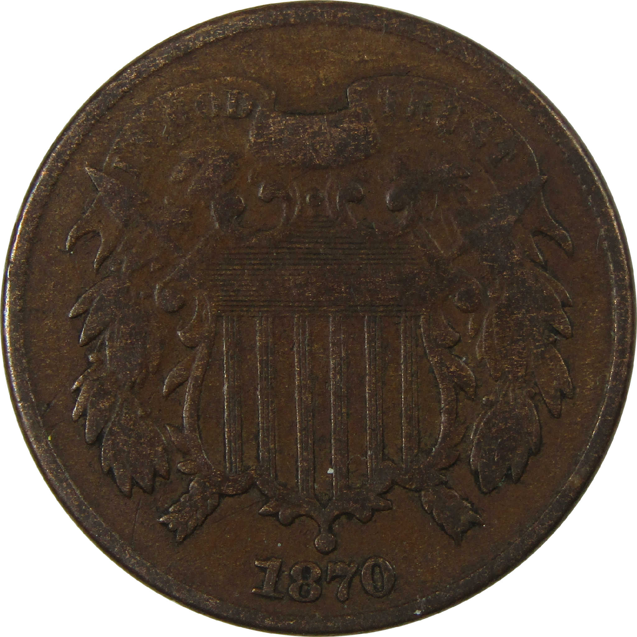 1870 Two Cent Piece F Fine 2c Coin Collectible SKU:I23469