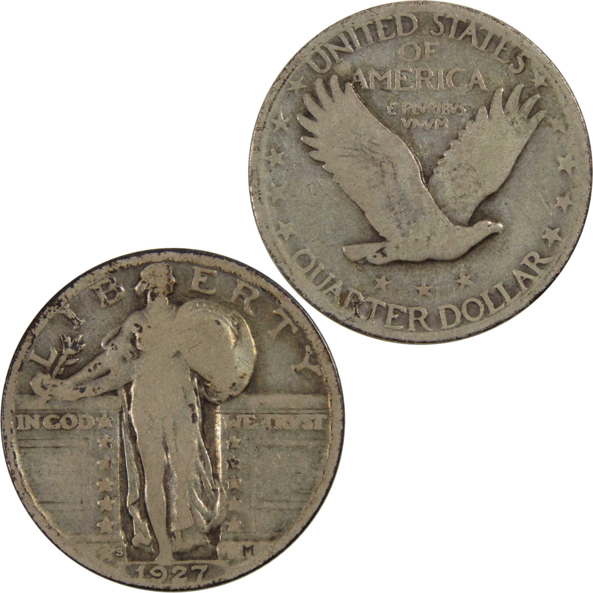 1927 S Standing Liberty Quarter VG Very Good 90% Silver 25c Coin SKU:I8144