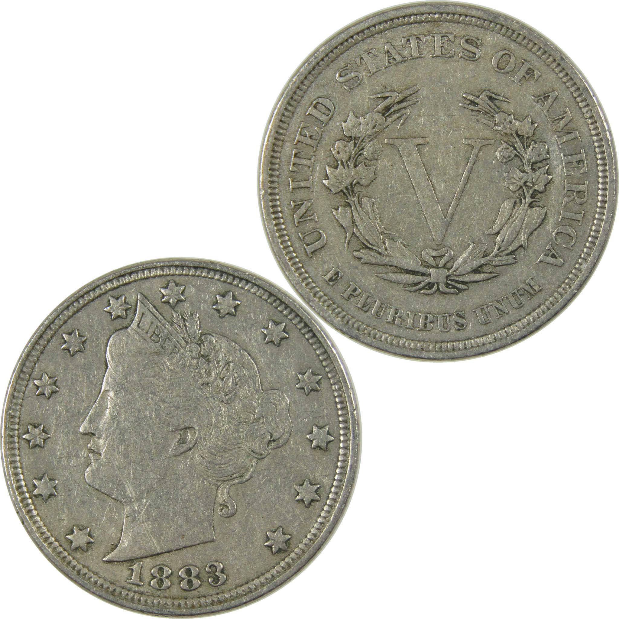 1883 No Cents Liberty Head V Nickel VF Very Fine 5c Coin SKU:I27243