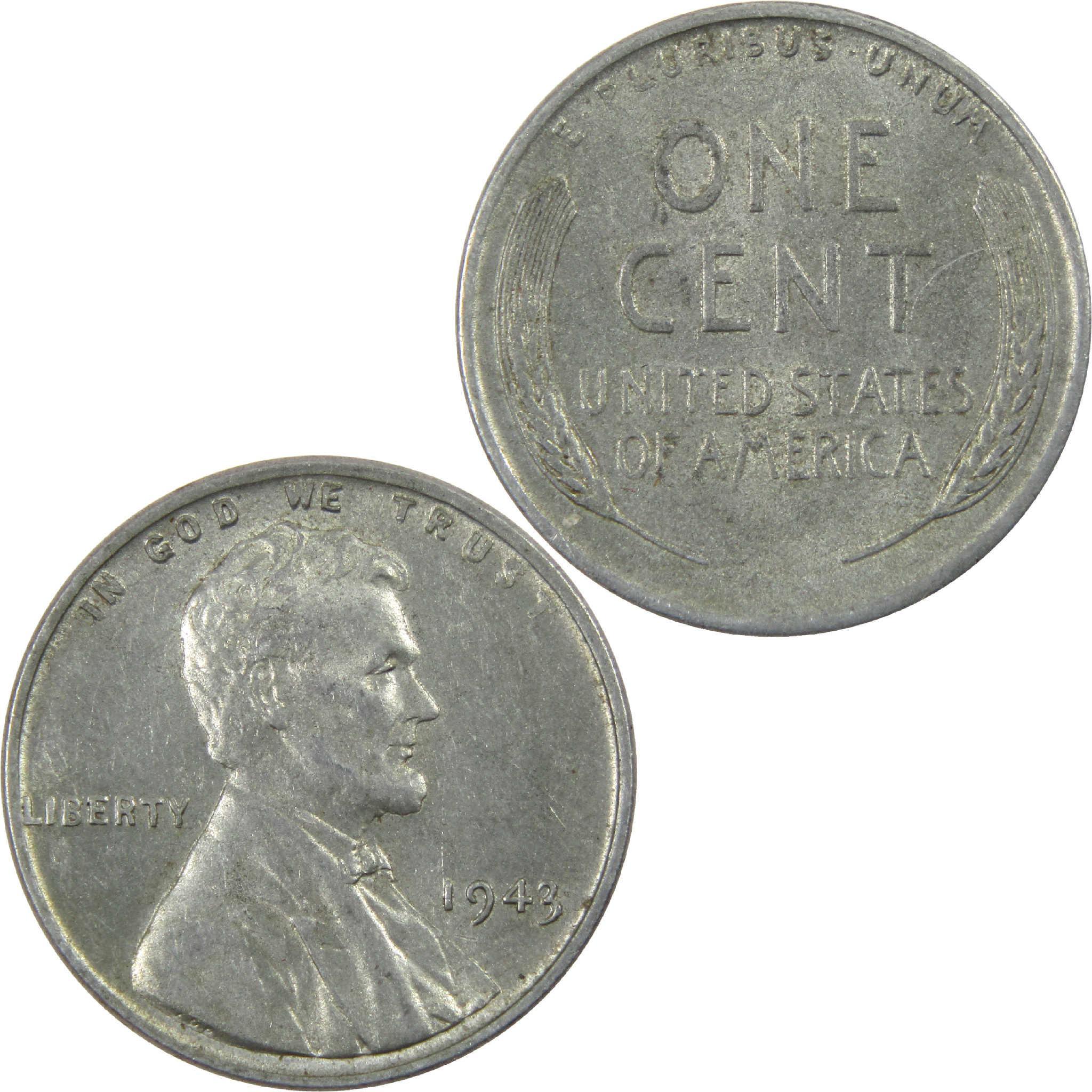1943 Lincoln Wheat Cent AU About Uncirculated Steel Penny 1c Coin