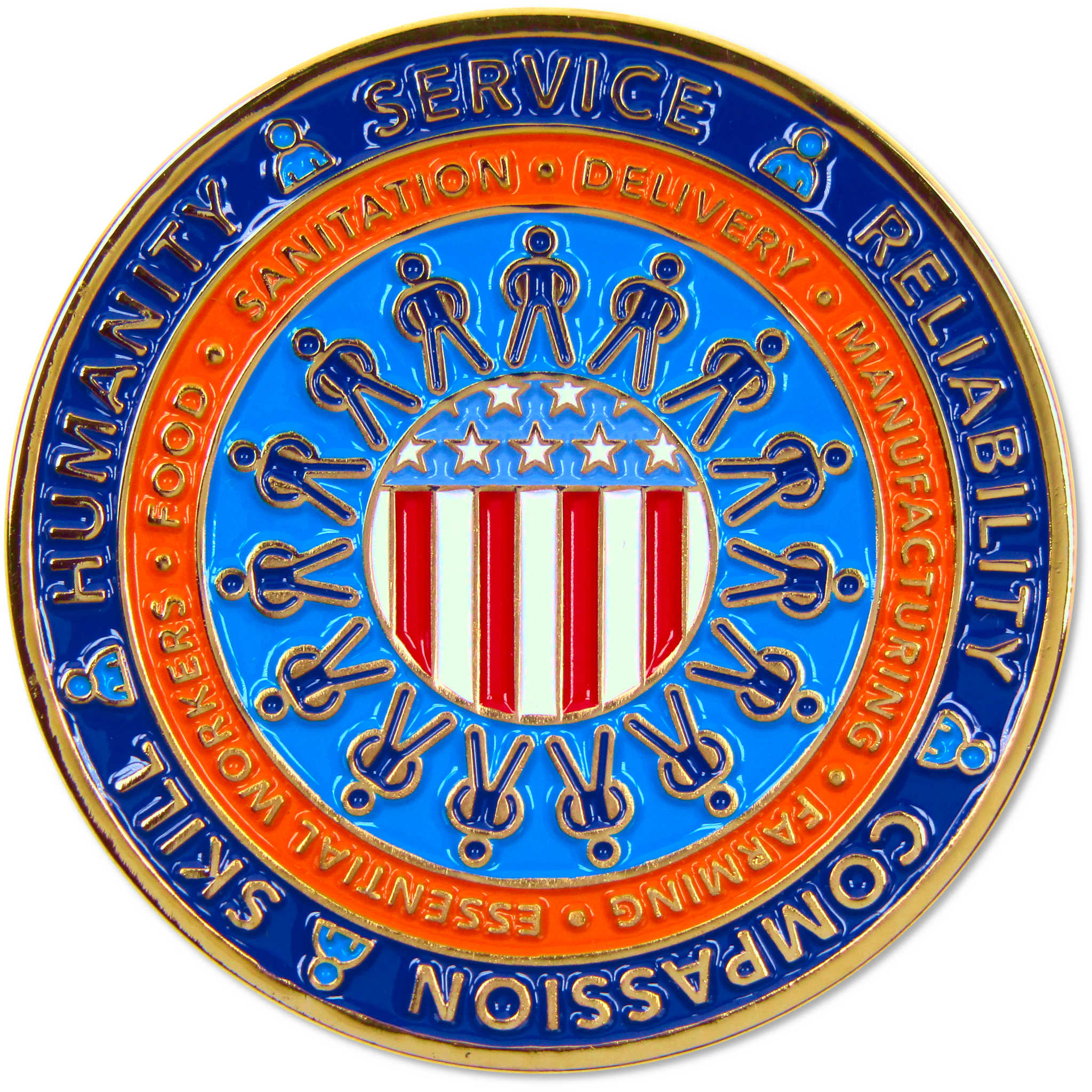 Essential Worker Challenge Coin Brass Collectible with Enameled Coloring