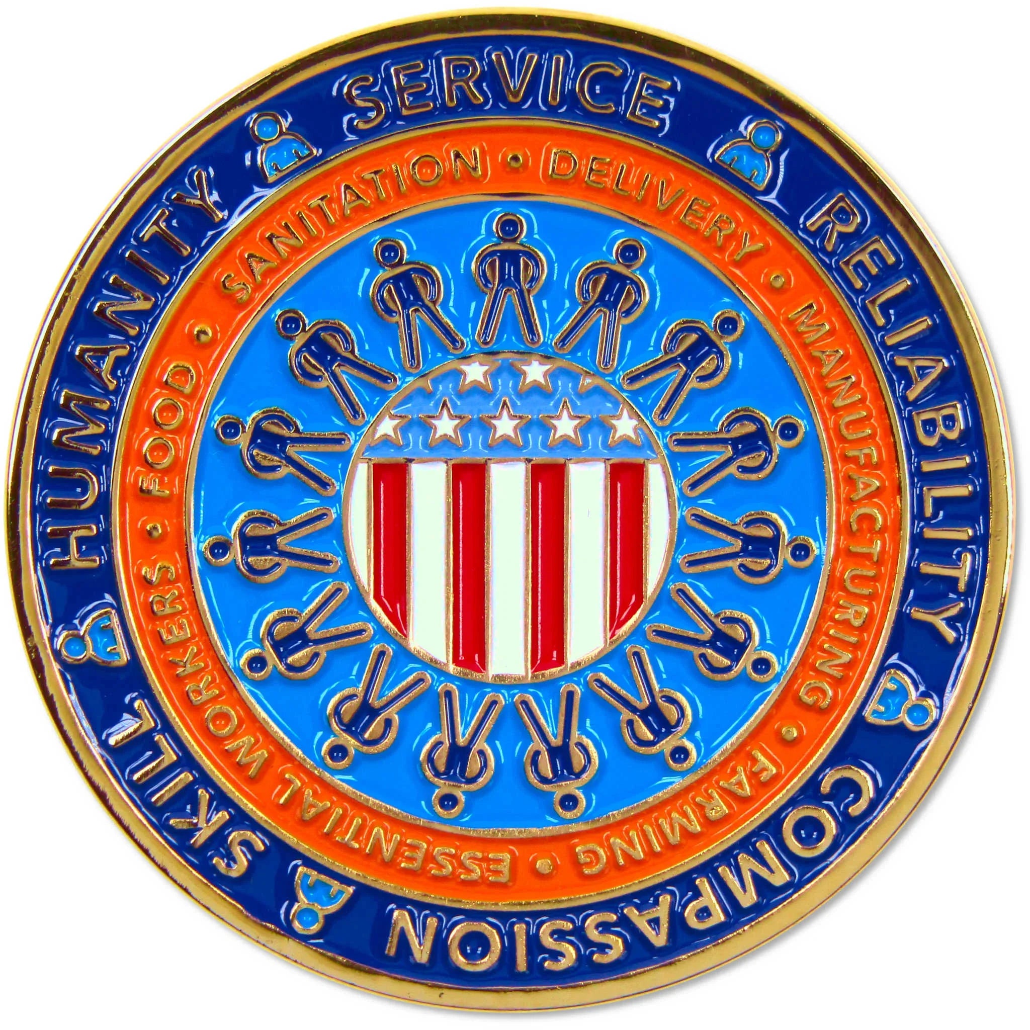 Essential Worker Challenge Coin Brass Collectible with Enameled Coloring