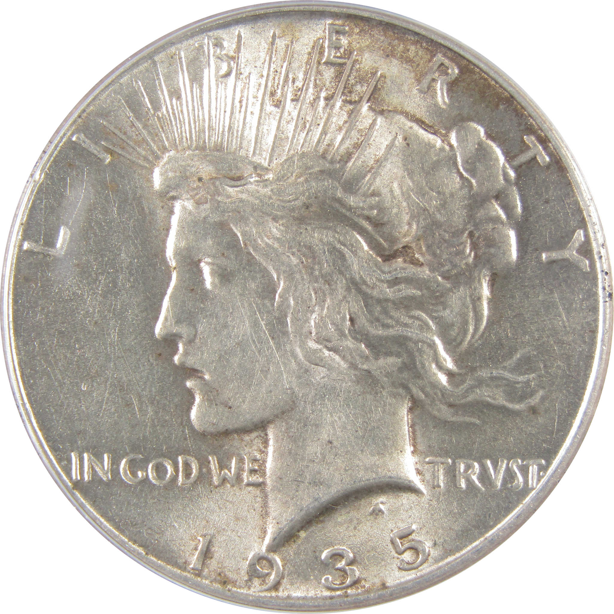 1935 Peace Dollar AU 55 ANACS Silver $1 Coin SKU:I18587