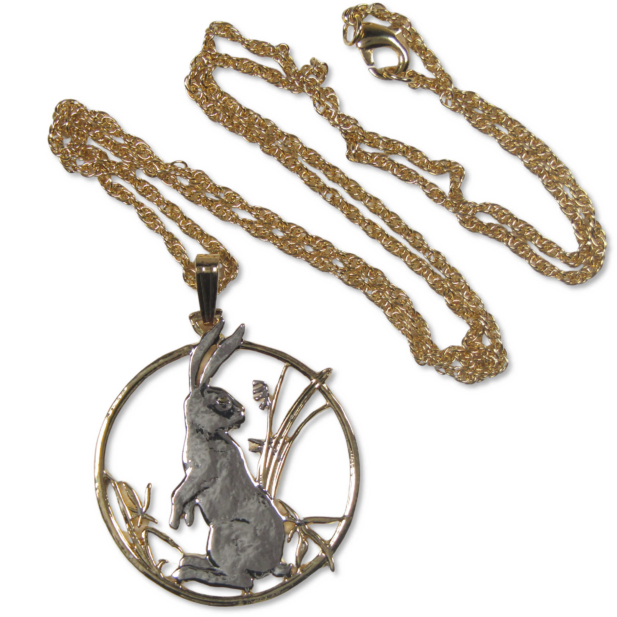 Year of the Rabbit Hand Cut Coin Necklace with Chain