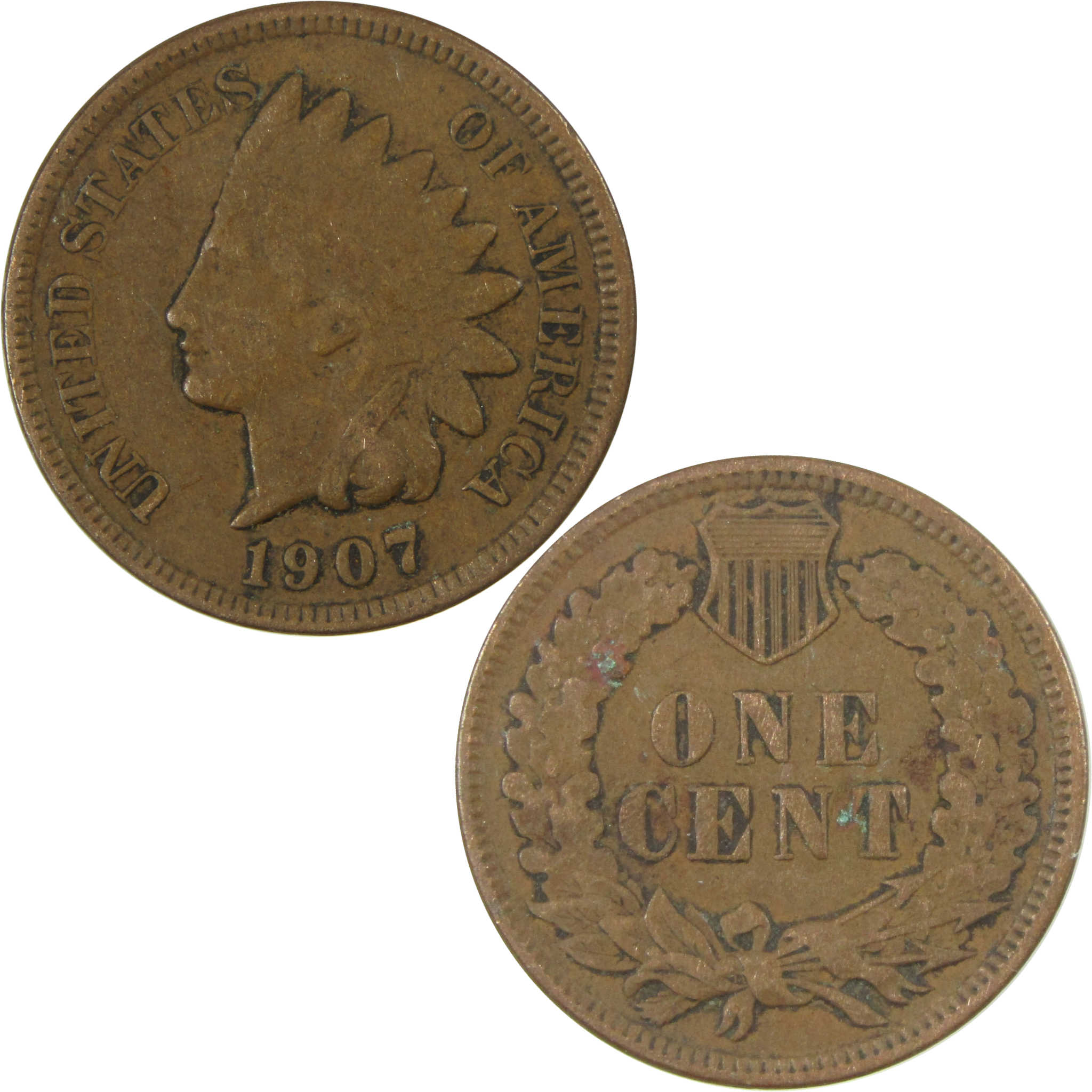 1907 Indian Head Cent VF Very Fine Penny 1c Coin SKU:I27049