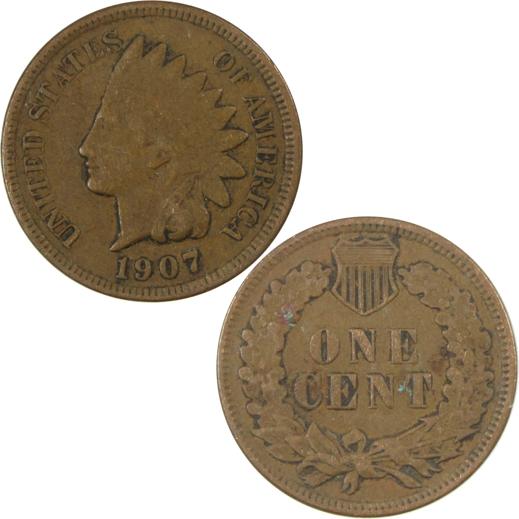 1907 Indian Head Cent VF Very Fine Penny 1c Coin SKU:I27049