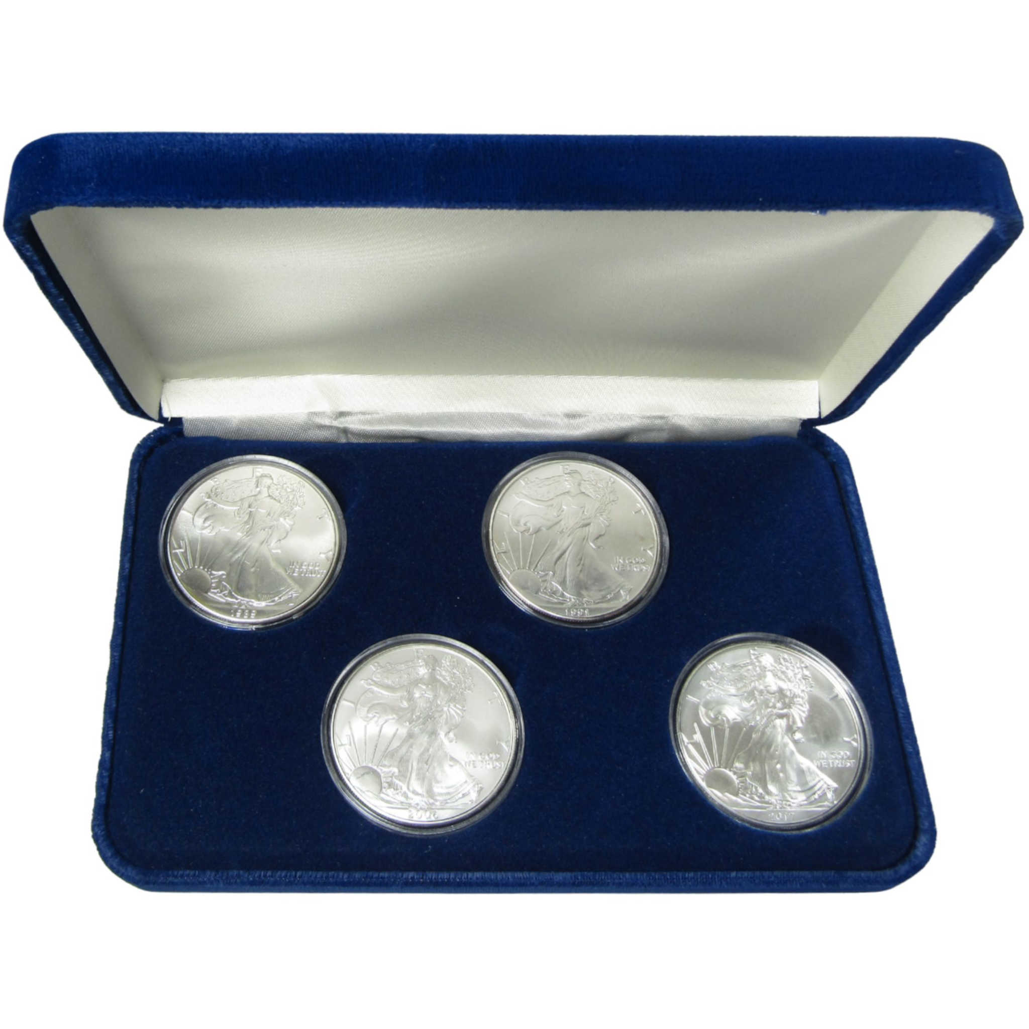 American Silver Eagle 4 Coin Decade Set Uncirculated with Display Case