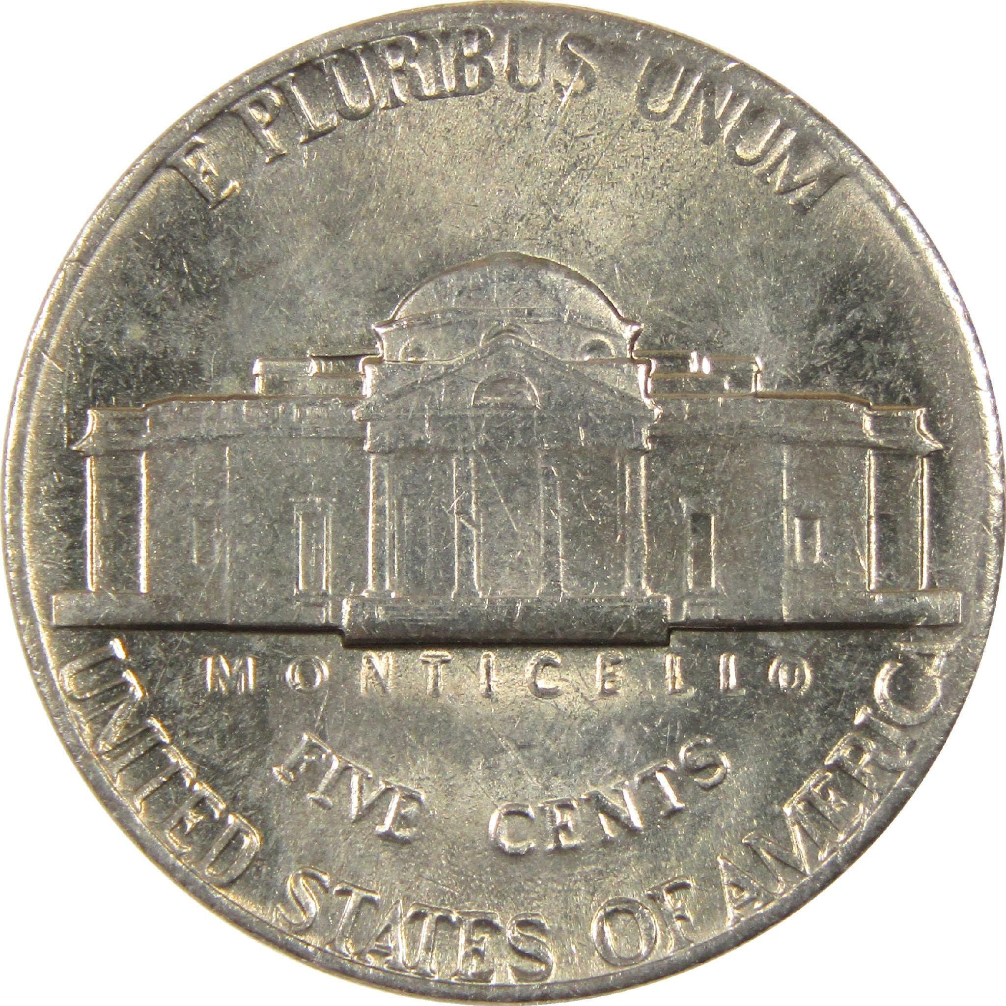 Reverse side of a US nickel coin featuring Monticello, collectible five cents currency