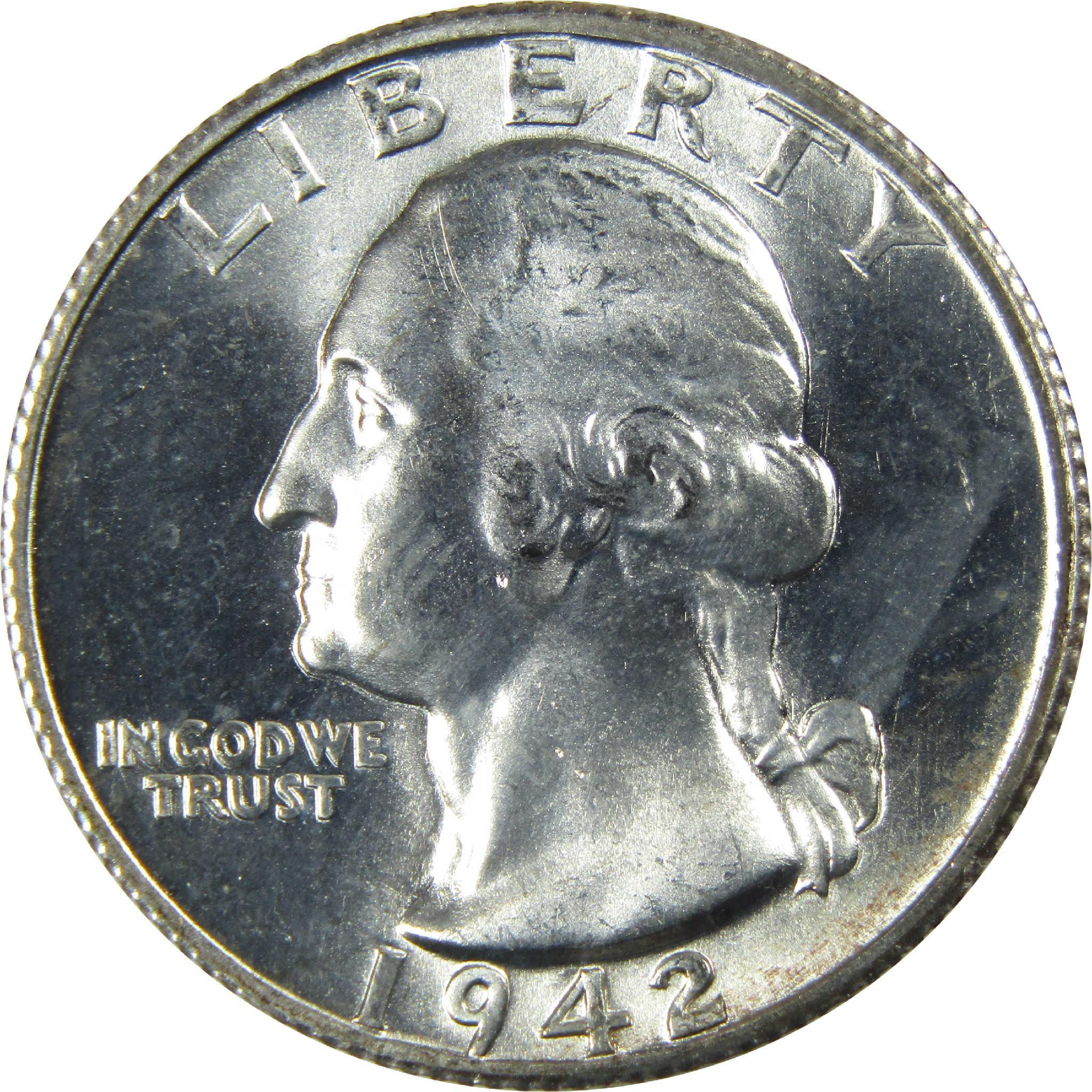 1942 S Washington Silver Quarter BU Choice Uncirculated Mint State