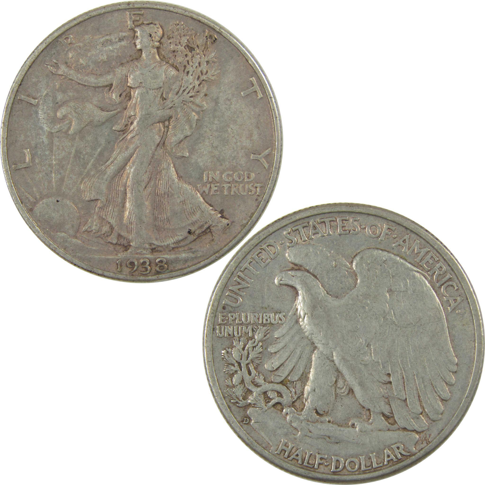 1938 D Liberty Walking Half Dollar XF EF Extremely Fine SKU:CPC0720