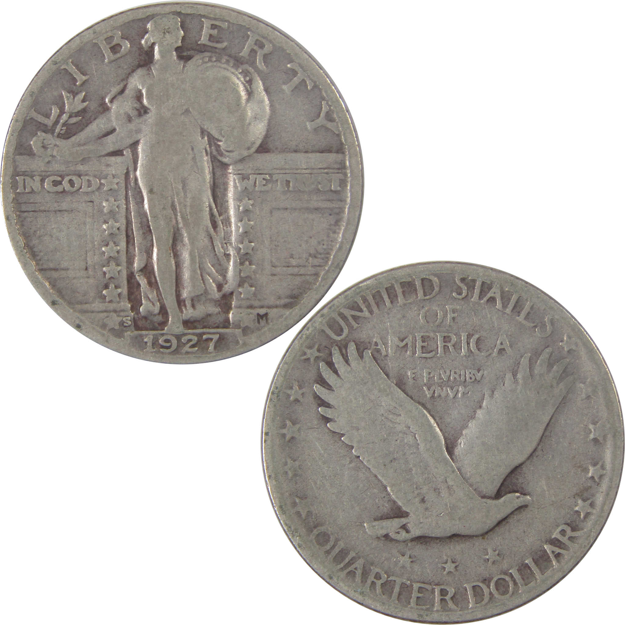 1927 S Standing Liberty Quarter VG Very Good Silver 25c SKU:I17367