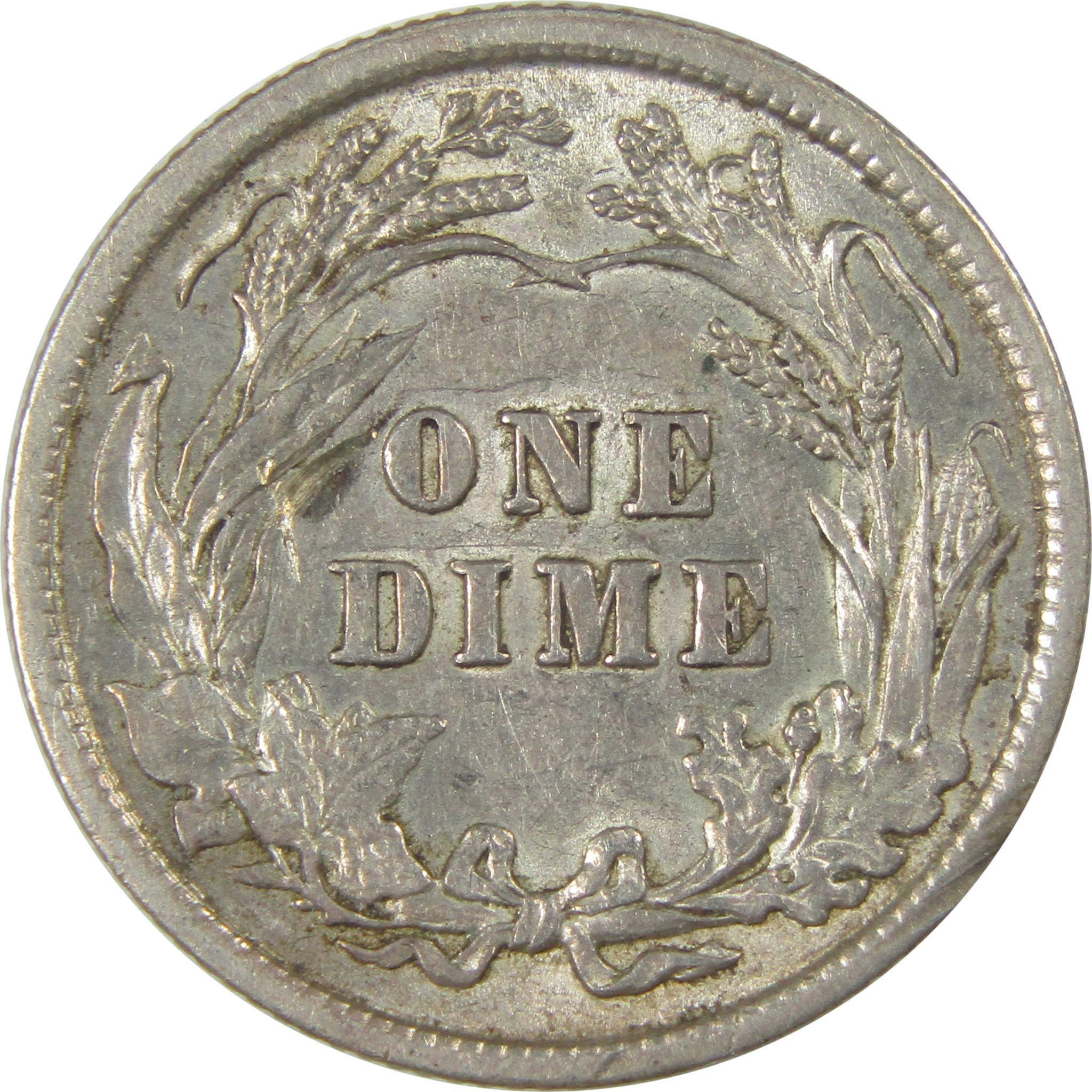 1908 Repunched Date Barber Silver Dime About Uncirculated SKU:I24208