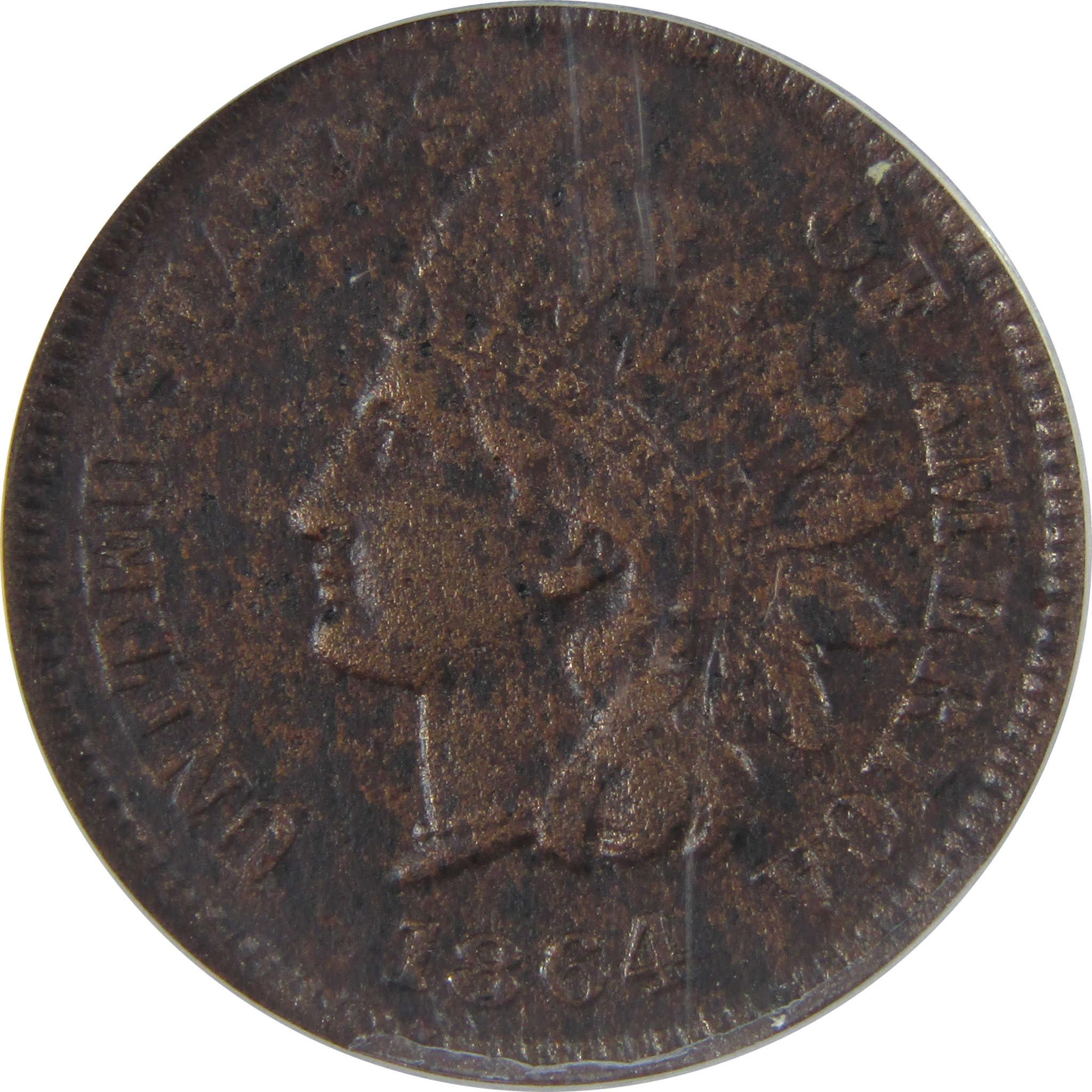 1864 L Indian Head Cent EF 40 Details ANACS Rotated Dies SKU:CPC1178