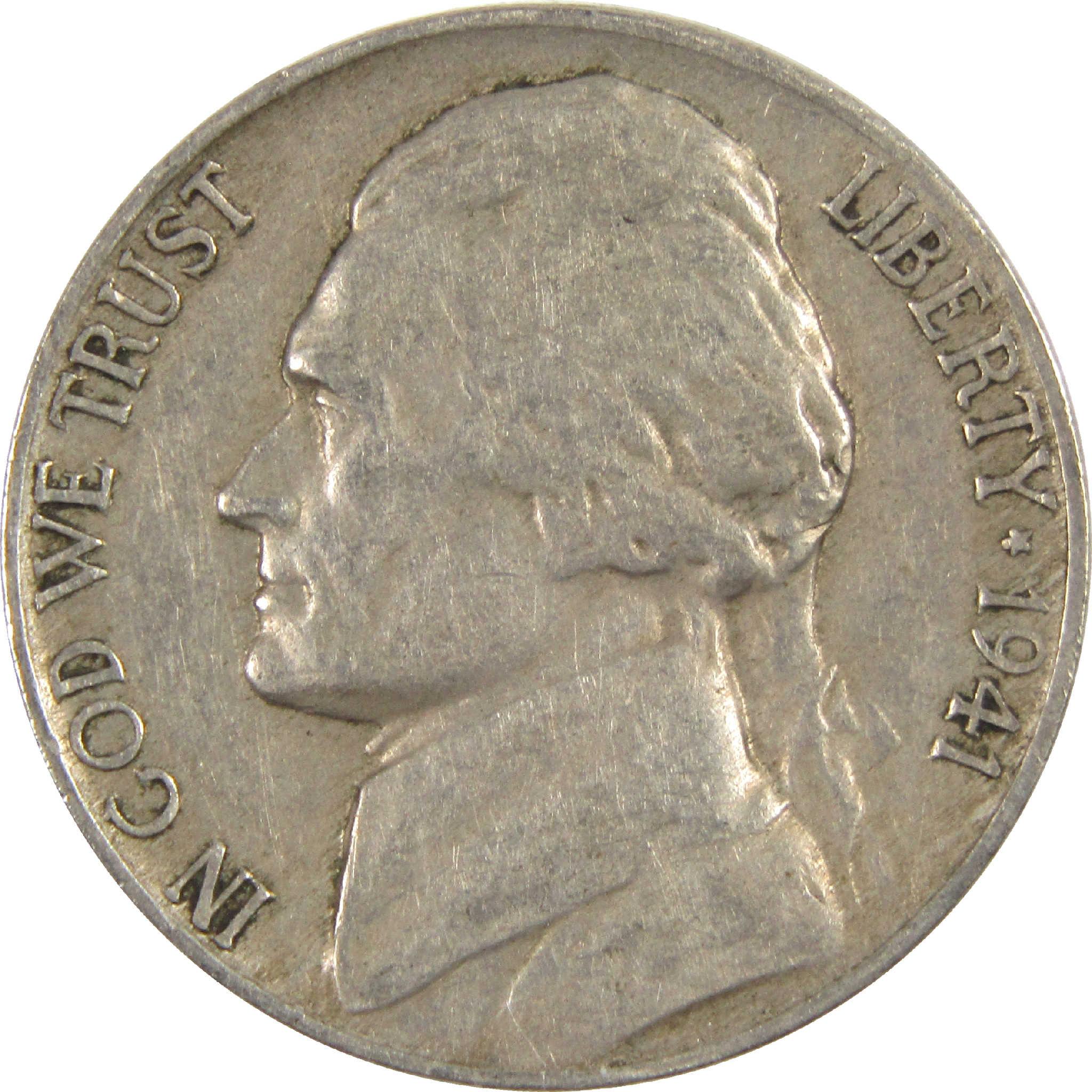 1941 D Jefferson Nickel Circulated 5c Coin Collectible