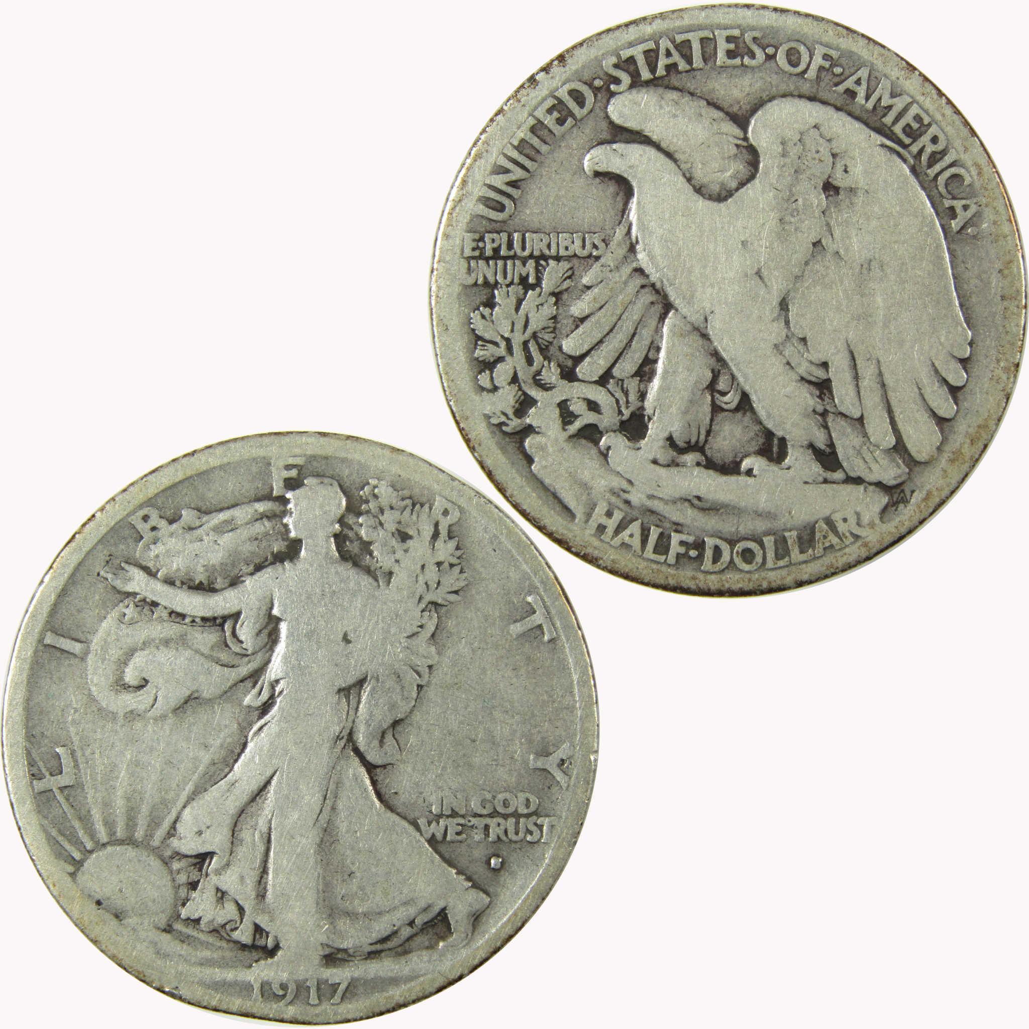 1917 S Obverse Liberty Walking Silver 50c VG Very Good SKU:CP1455