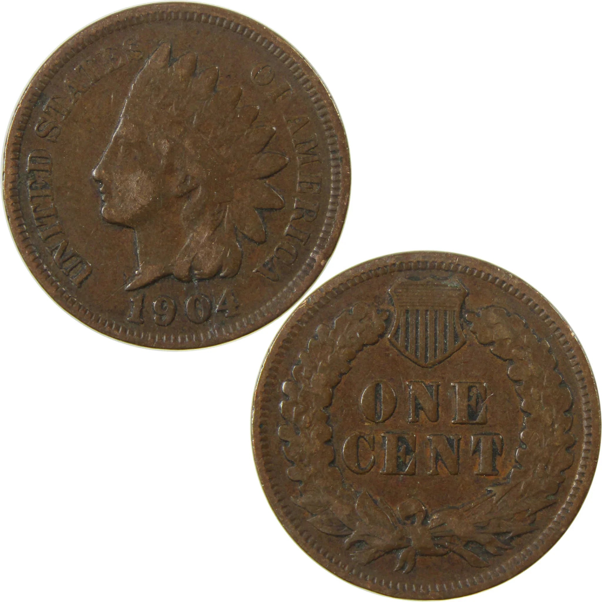 1904 Indian Head Cent F Fine Penny 1c Coin Collectible SKU:I26814