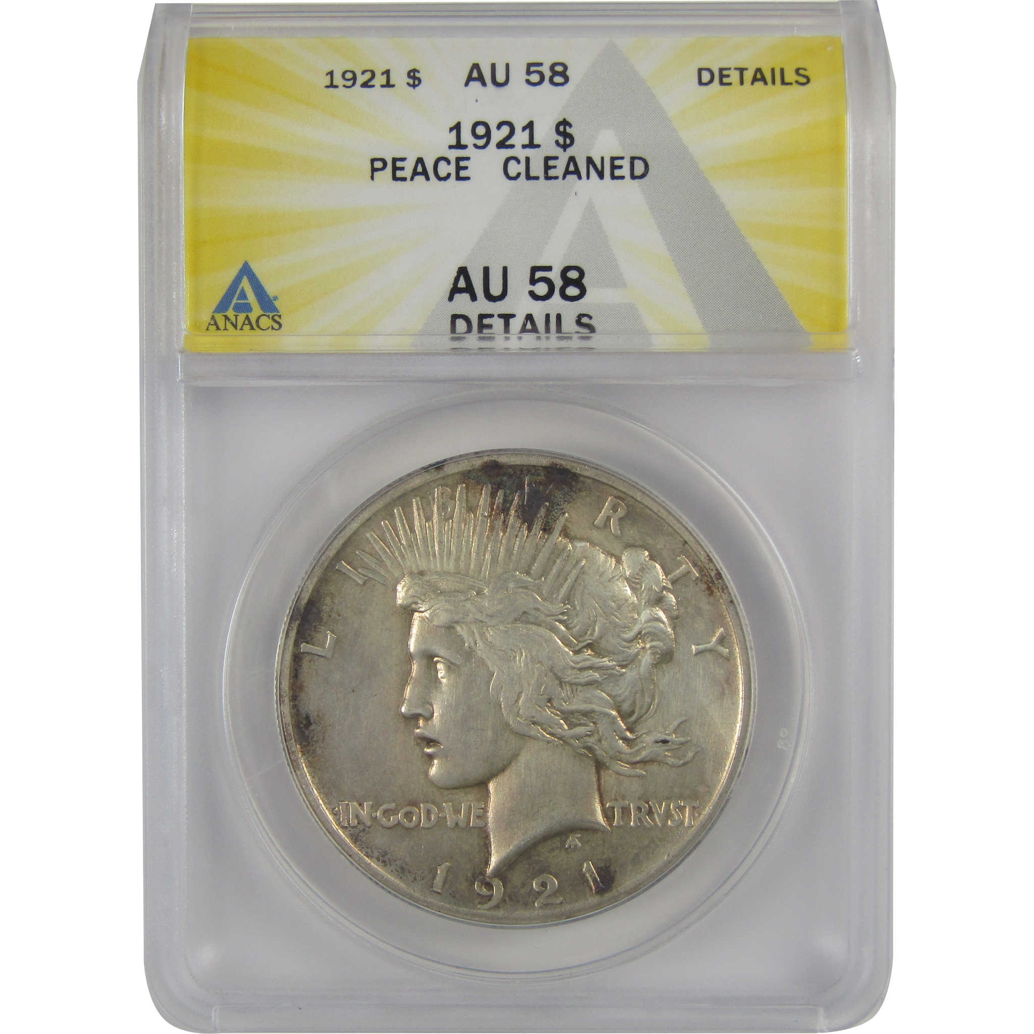1921 High Relief Peace Dollar AU 58 Details ANACS Silver SKU:CP156