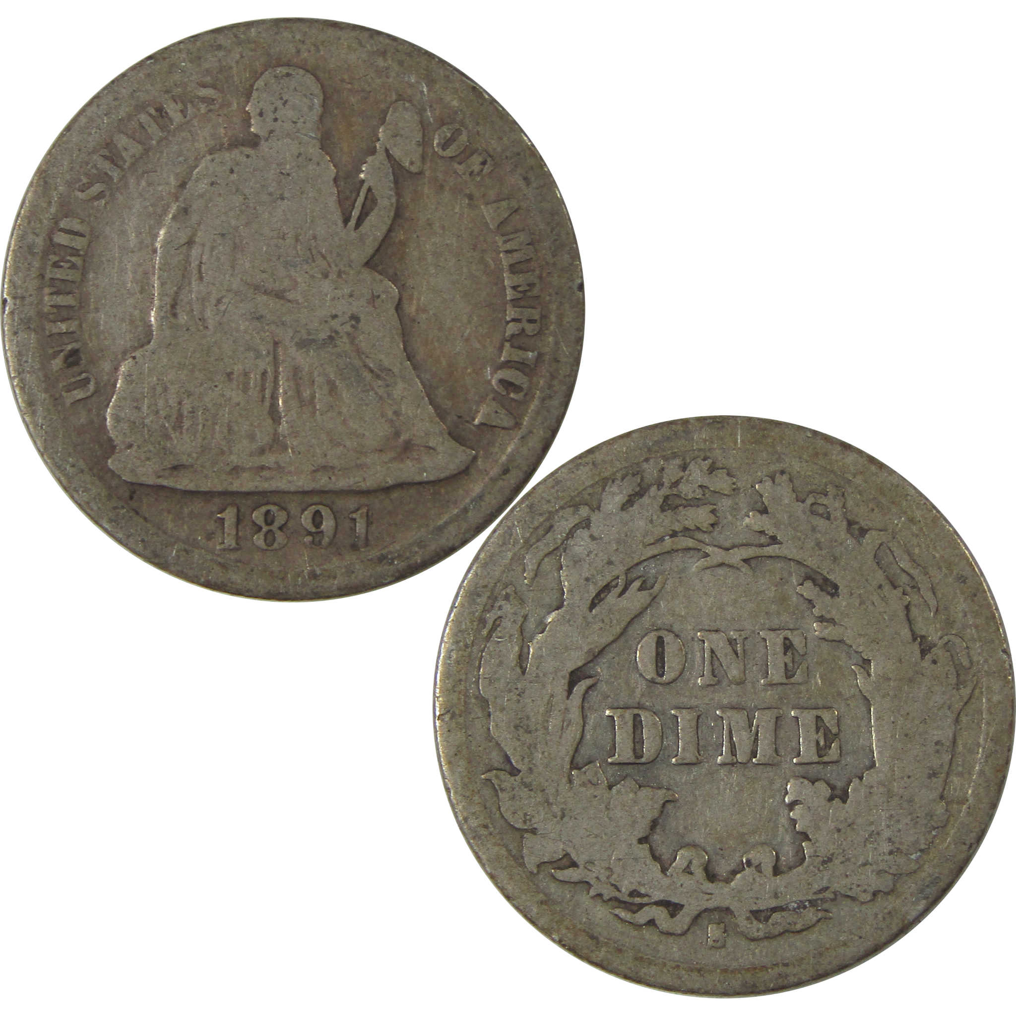 1891 S Seated Liberty Dime AG About Good Silver 10c Coin SKU:I21102