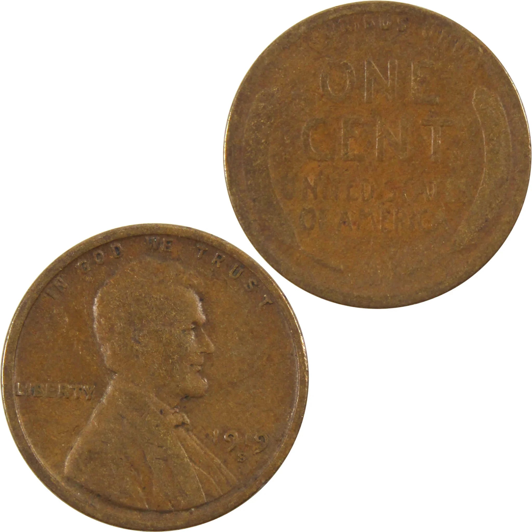 1919 S Lincoln Wheat Cent AG About Good Penny 1c Coin