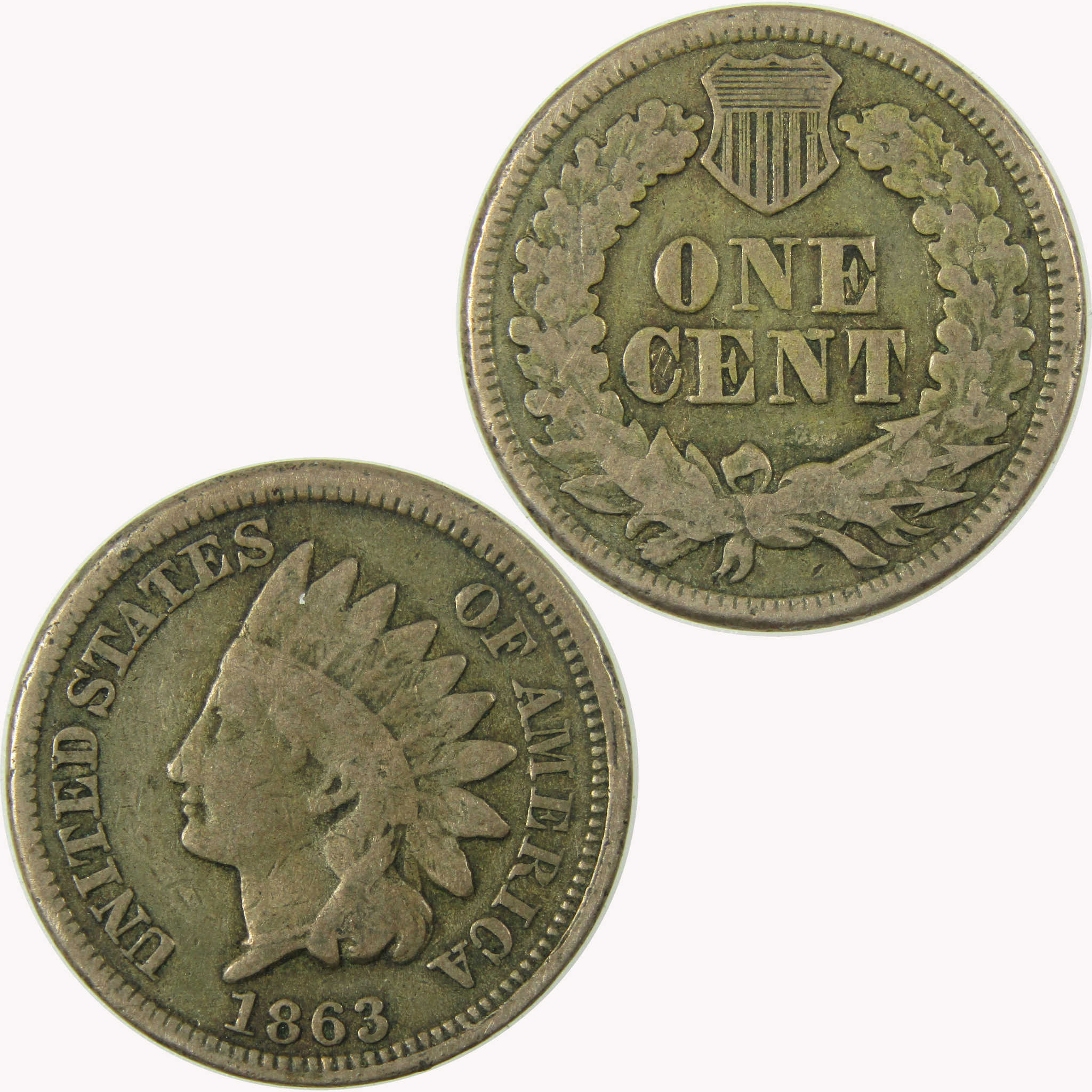 1863 Indian Head Cent G Good Penny 1c Coin SKU:CP1077
