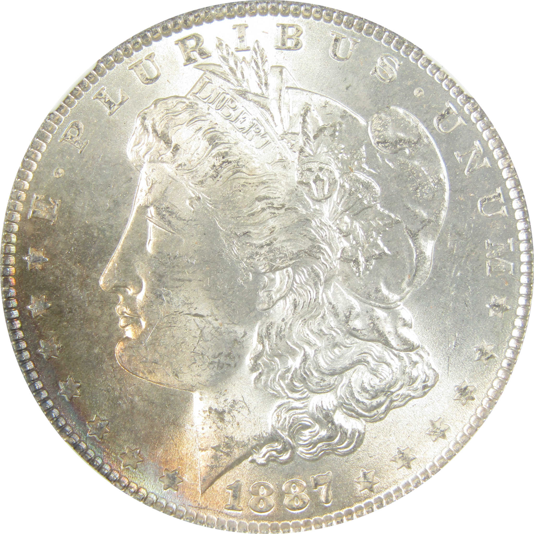 1887 Morgan Silver Dollar MS 64 NGC Uncirculated $1 Coin SKU:I27562