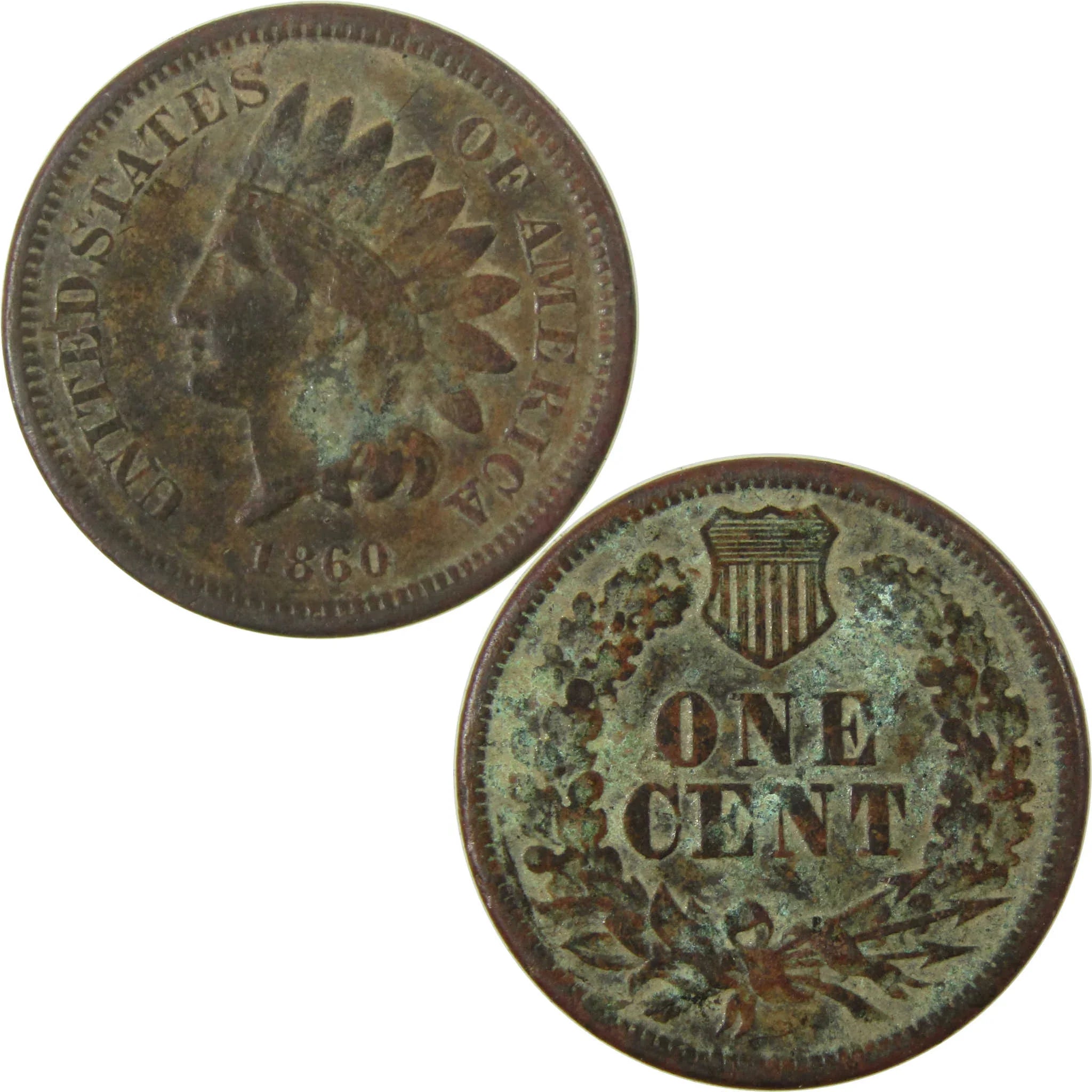 1860 Pointed Bust Indian Head Cent F Fine Details Penny SKU:CP1189