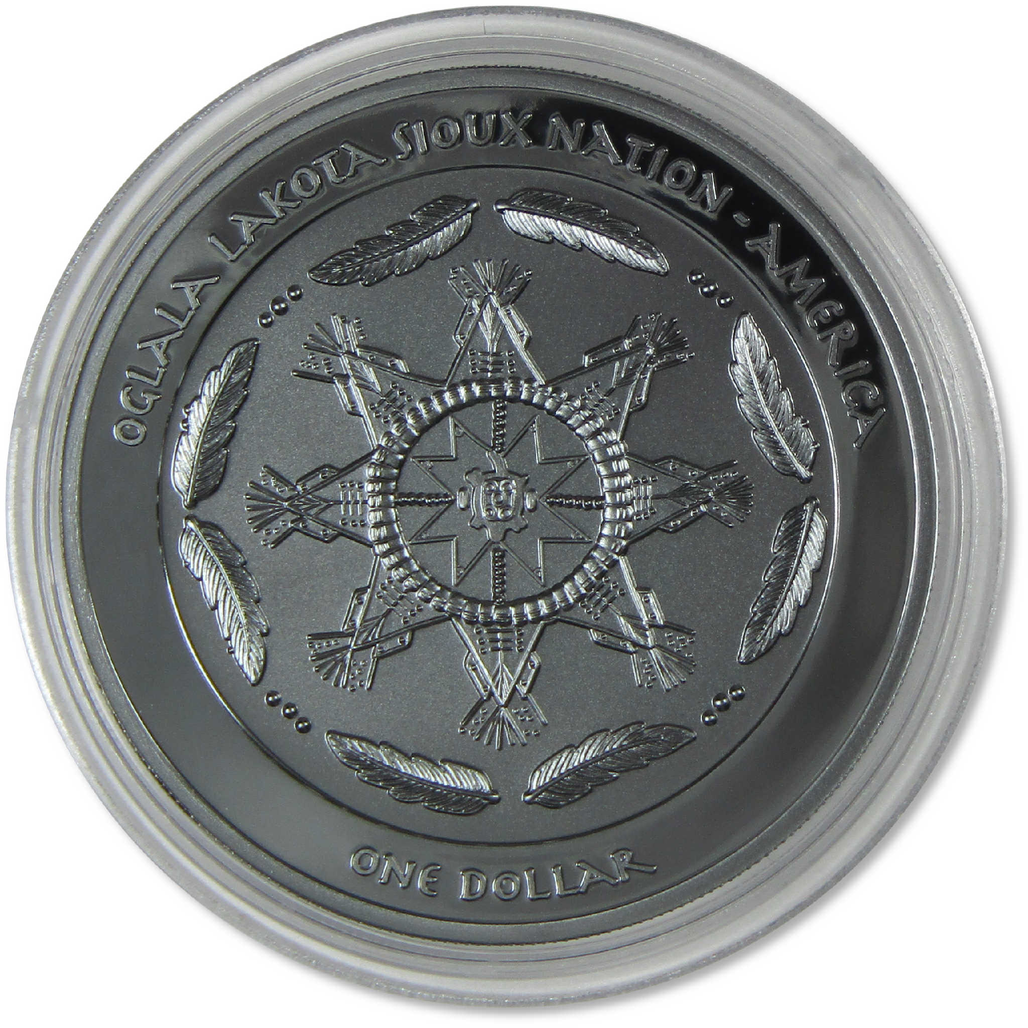 2024 Oglala Lakota Sioux Dreamcatcher 1 oz Silver Black Proof $1 COA