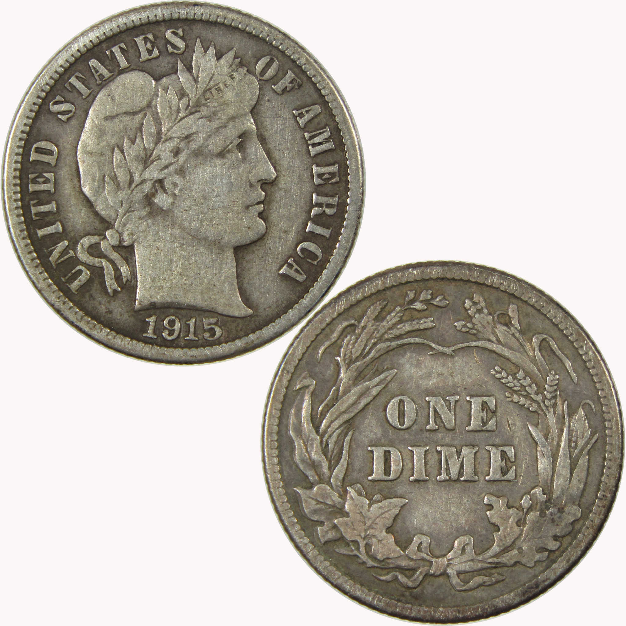 1915 Barber Silver Dime VF Very Fine 10c Coin Collectible