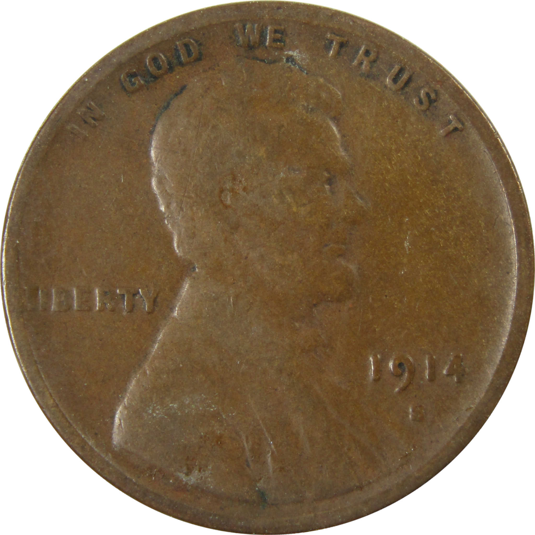 1914 S Lincoln Wheat Cent F Fine Penny 1c Coin Collectible SKU:I28144