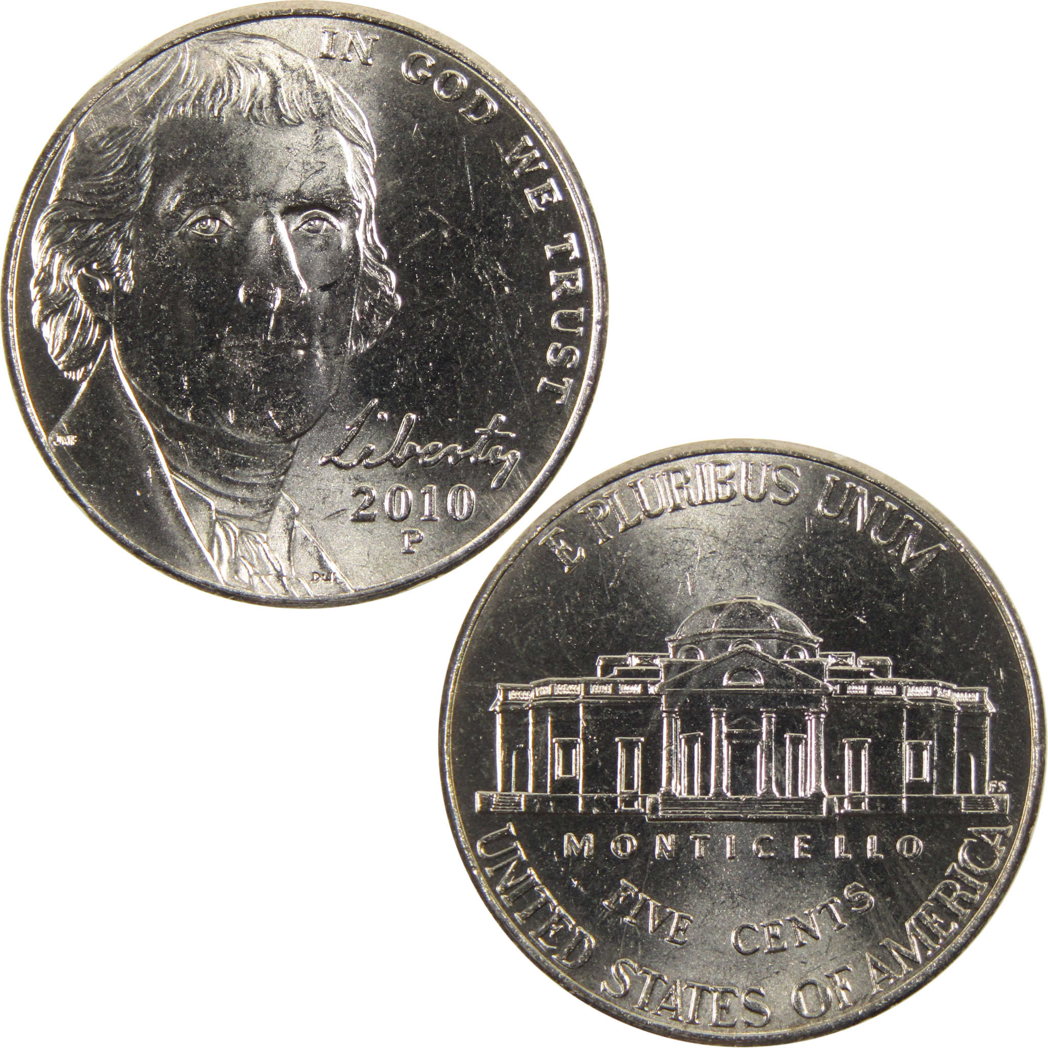 2010 P Jefferson Nickel BU Uncirculated 5c Coin