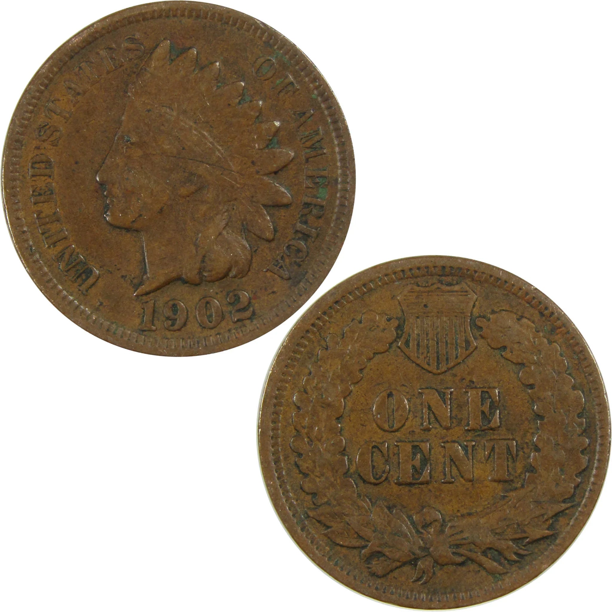 1902 Indian Head Cent VF Very Fine Penny 1c Coin SKU:I27025