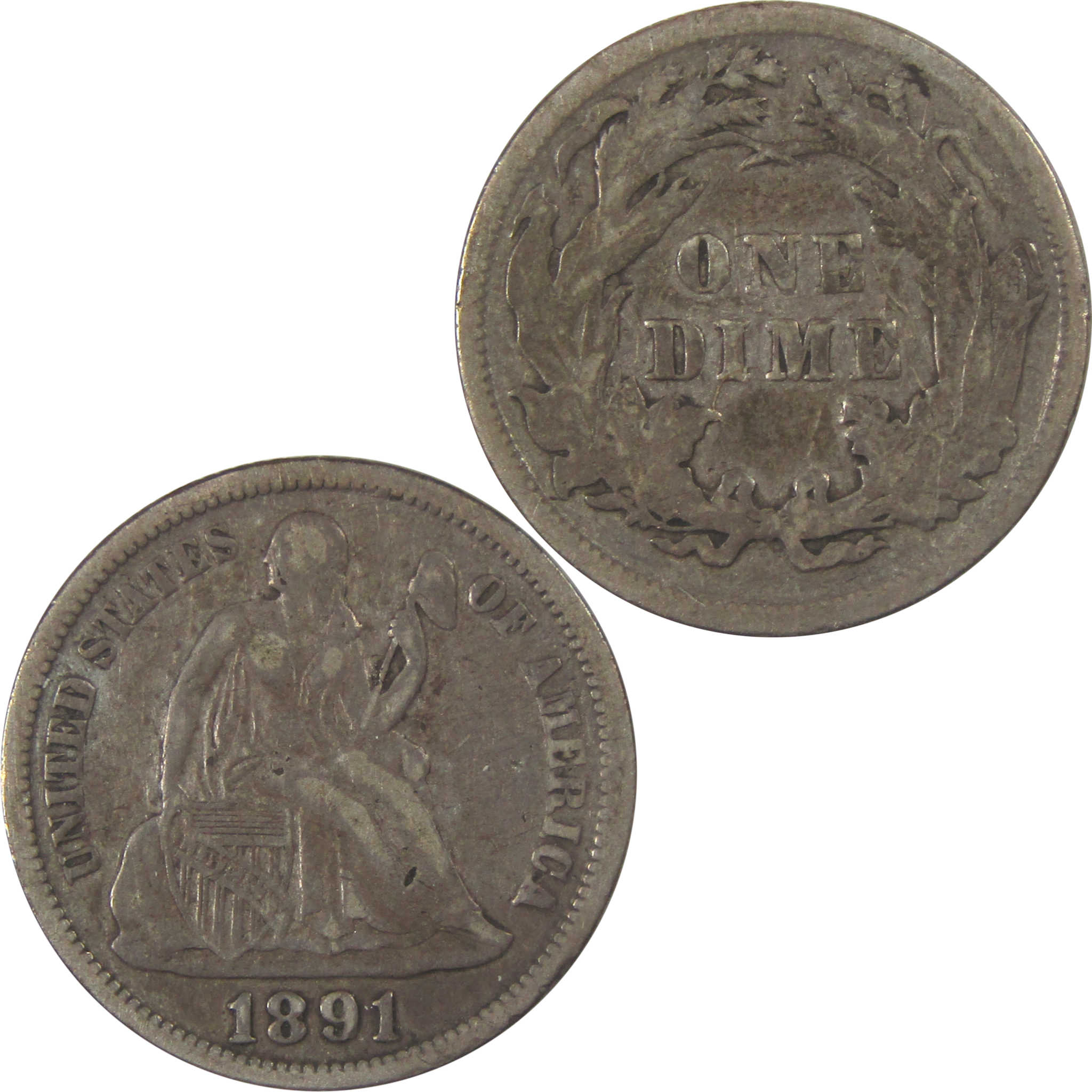 1891 Seated Liberty Silver Dime VF Very Fine Details SKU:I23389