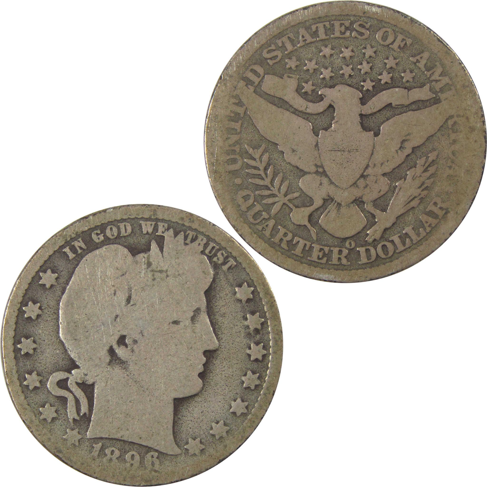 1896 O Barber Quarter AG About Good Silver 25c Coin SKU:I21881