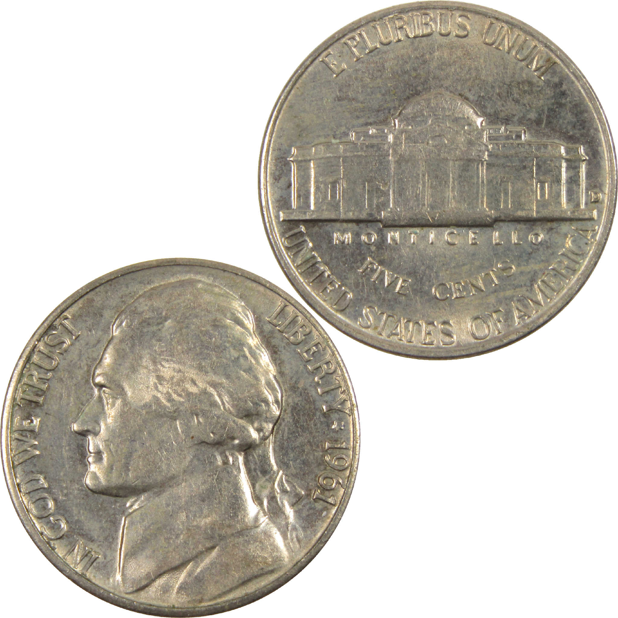 1961 D Jefferson Nickel Circulated 5c Coin Collectible