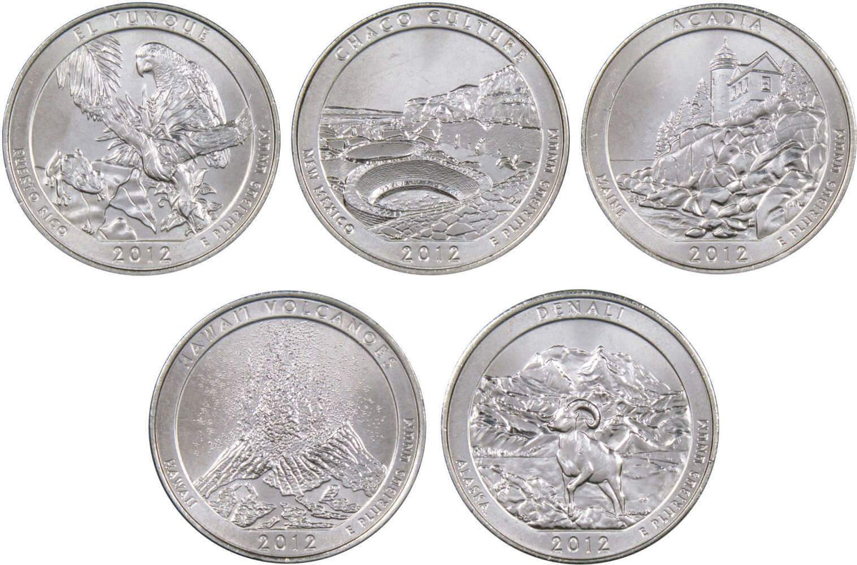 2012 D Quarter 5 Coin Set Clad Uncirculated Mint State 25c Collectible