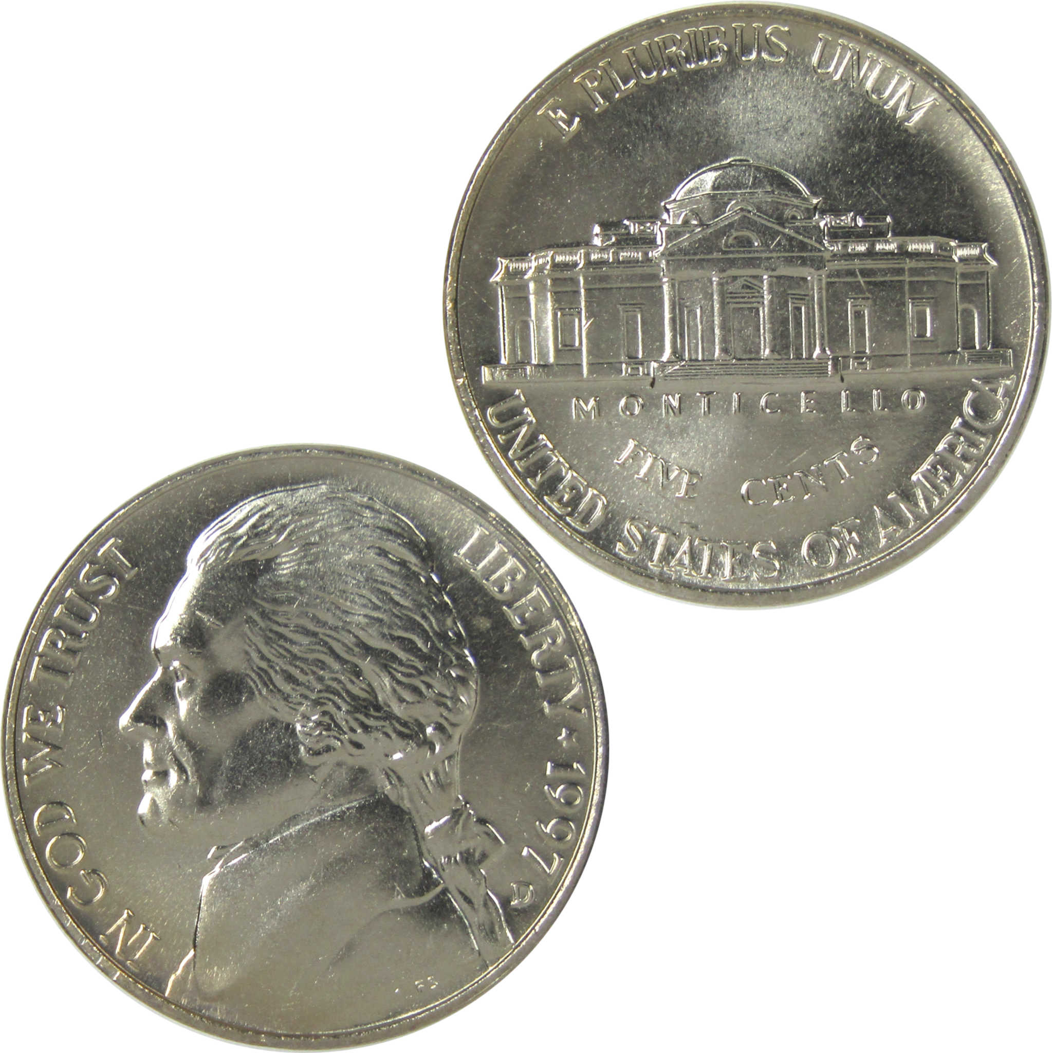 1997 D Jefferson Nickel Uncirculated 5c Coin