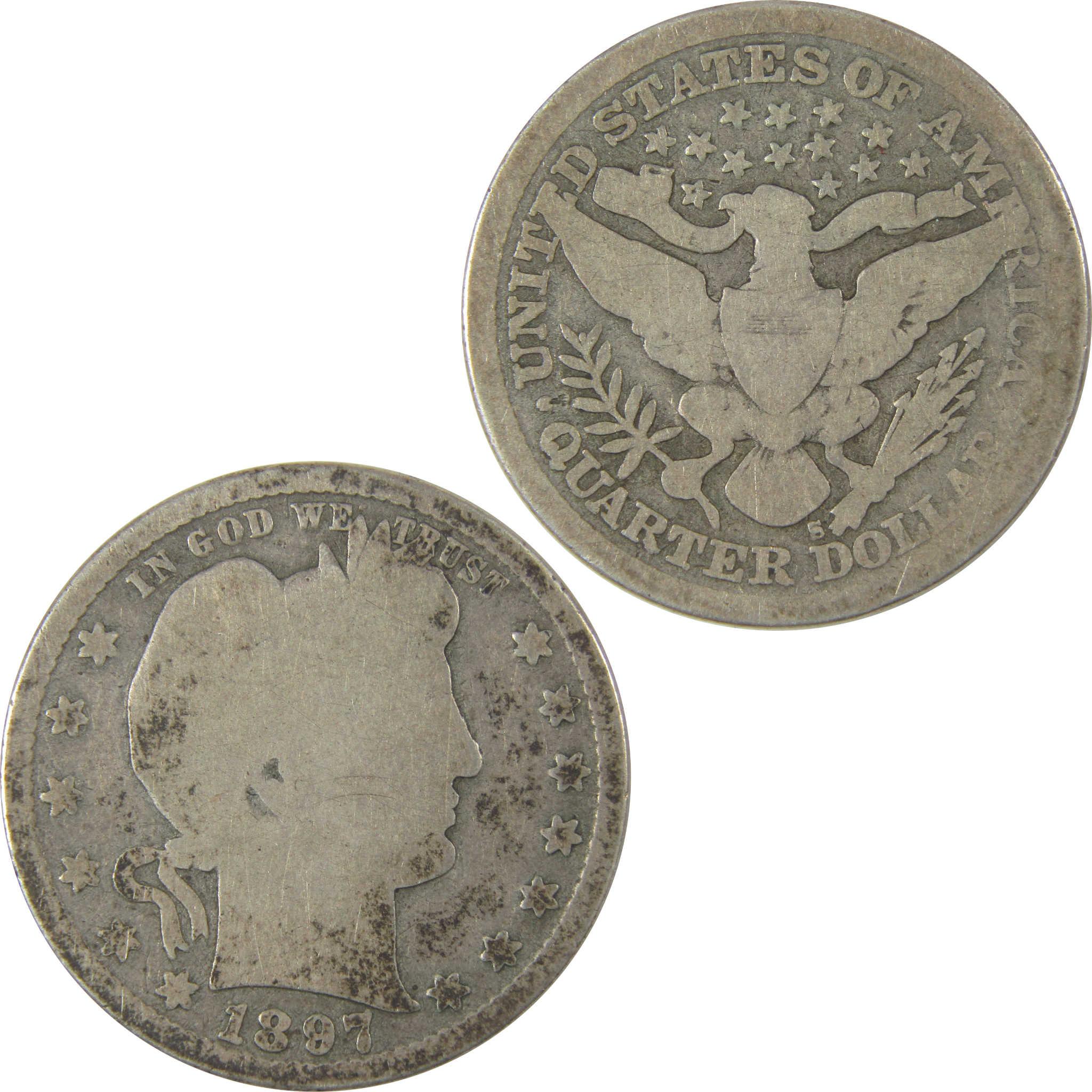 1897 S Barber Quarter AG About Good Silver 25c Coin SKU:I19768