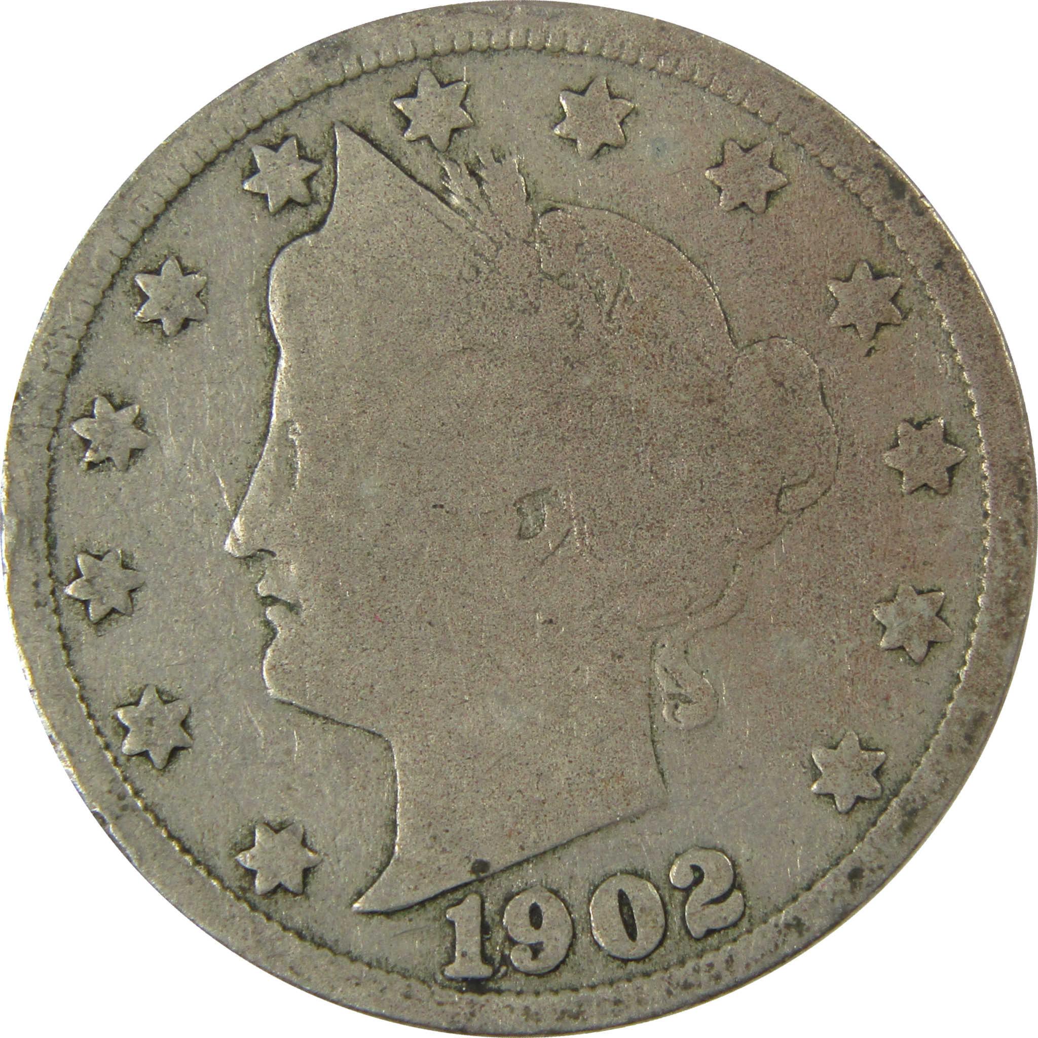 1902 Liberty Head V Nickel G Good 5c Coin SKU:I27216