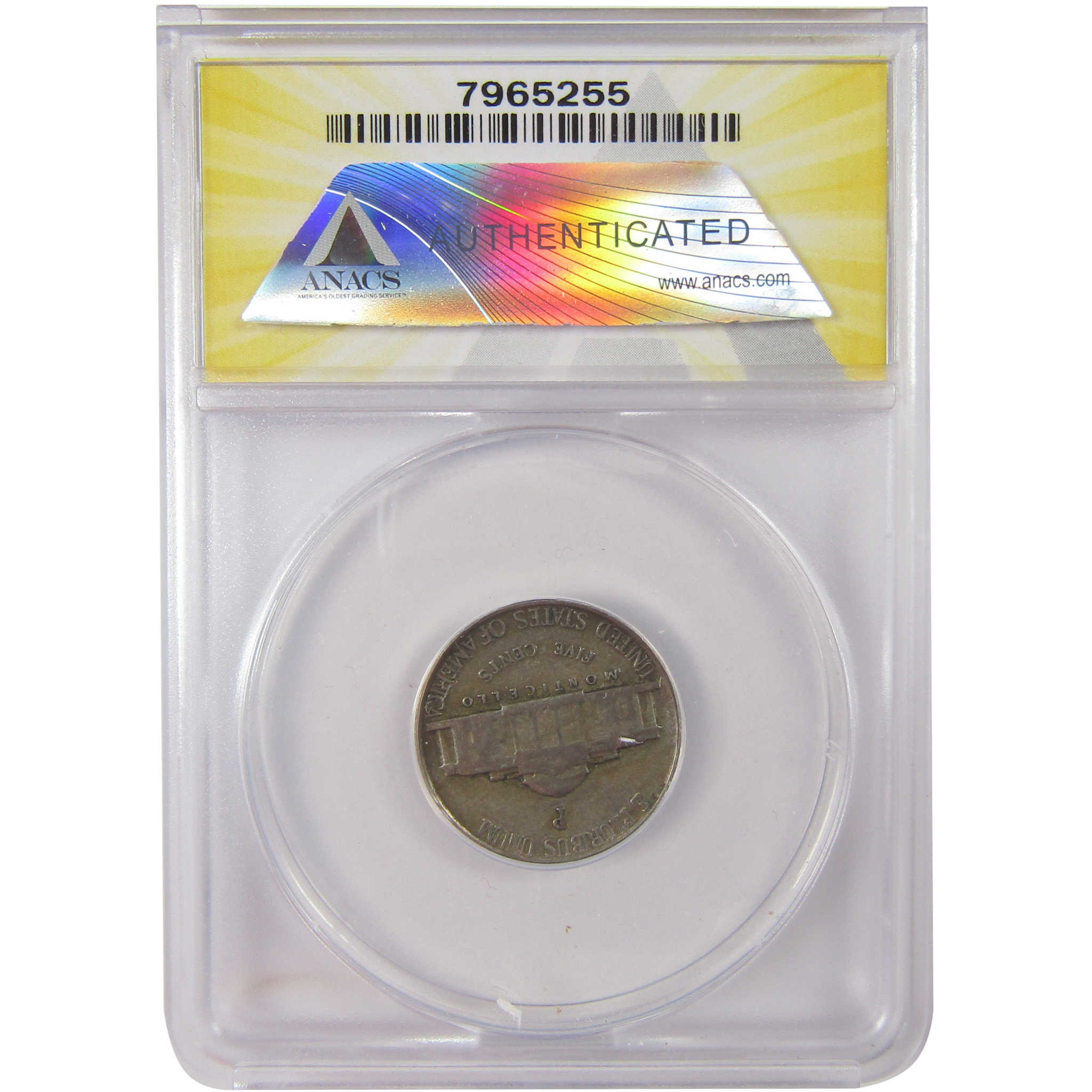 1943 P Jefferson Wartime Silver Nickel VF 30 ANACS 5c Coin SKU:I25629