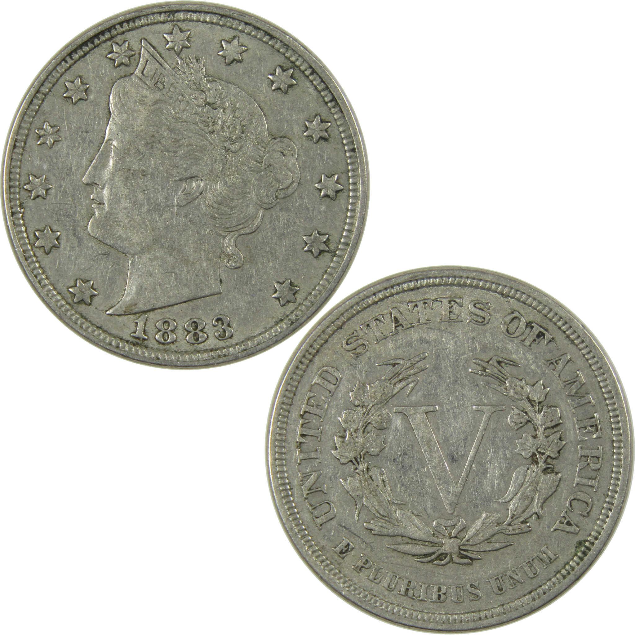 1883 No Cents Liberty Head V Nickel VF Very Fine 5c Coin SKU:I27238