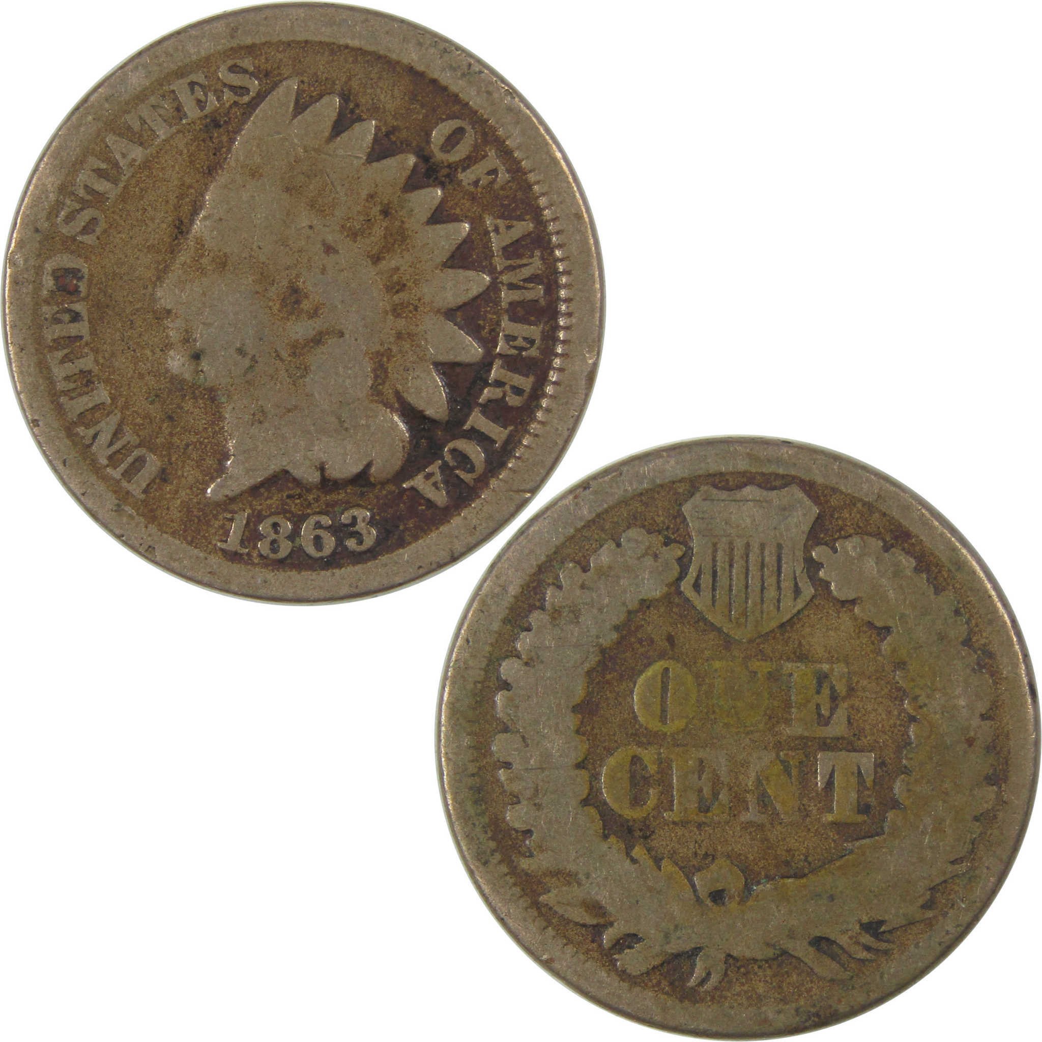 1863 Indian Head Cent G Good Penny 1c Coin SKU:I23266