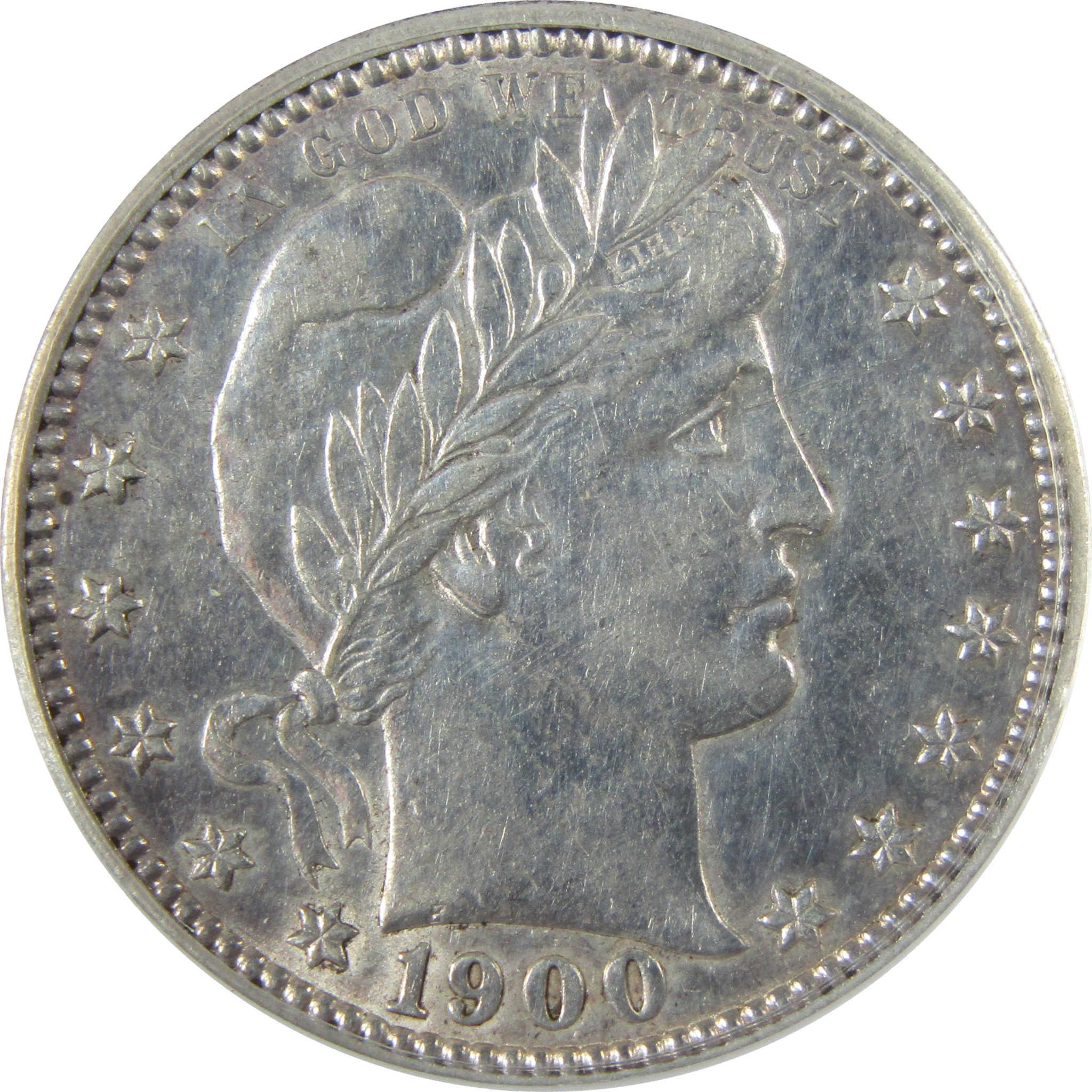 1900 O Barber Silver Quarter AU 50 Details ANACS 25c Coin SKU:I28058